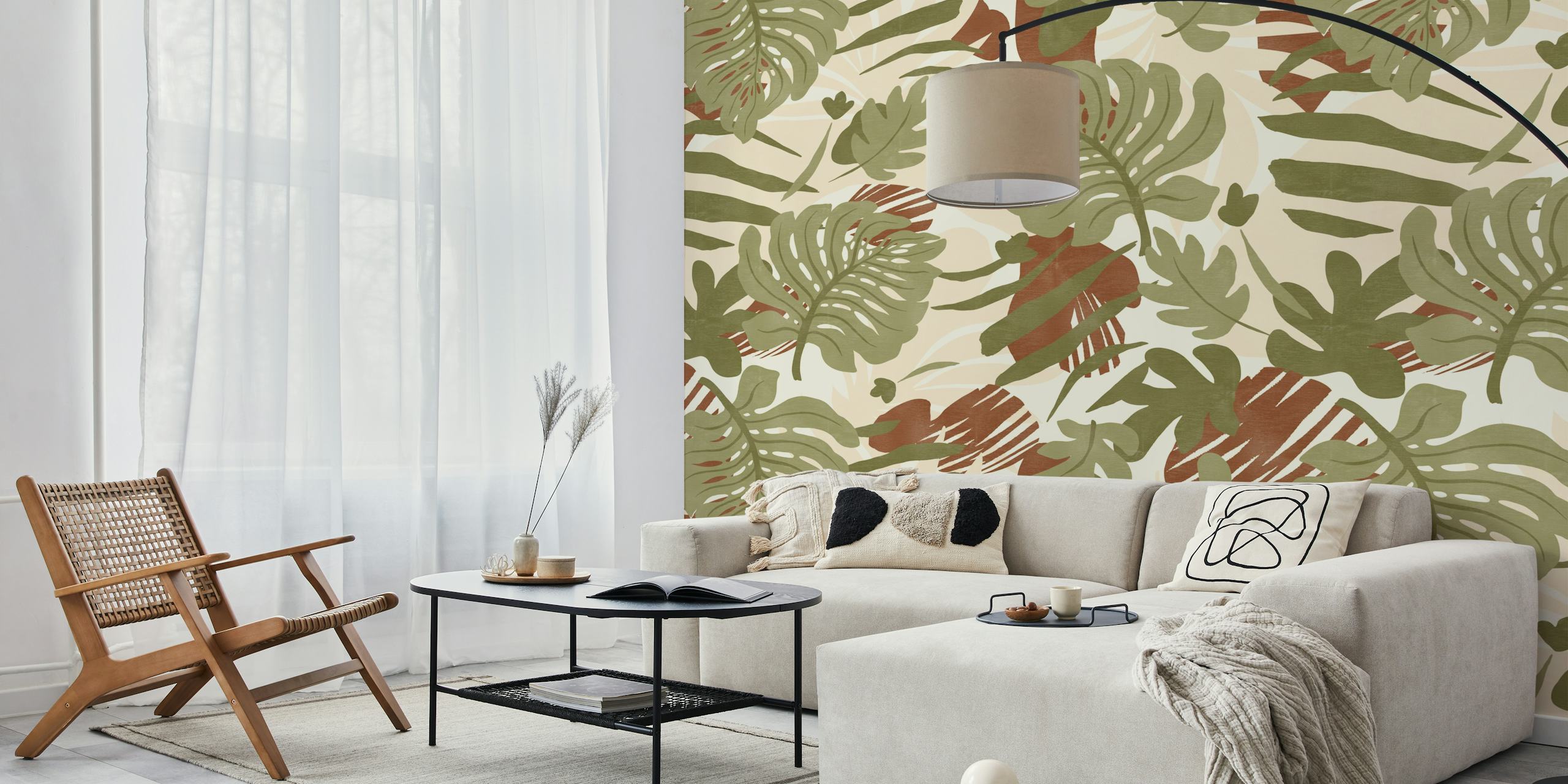 Papel de parede Monstera em um quarto