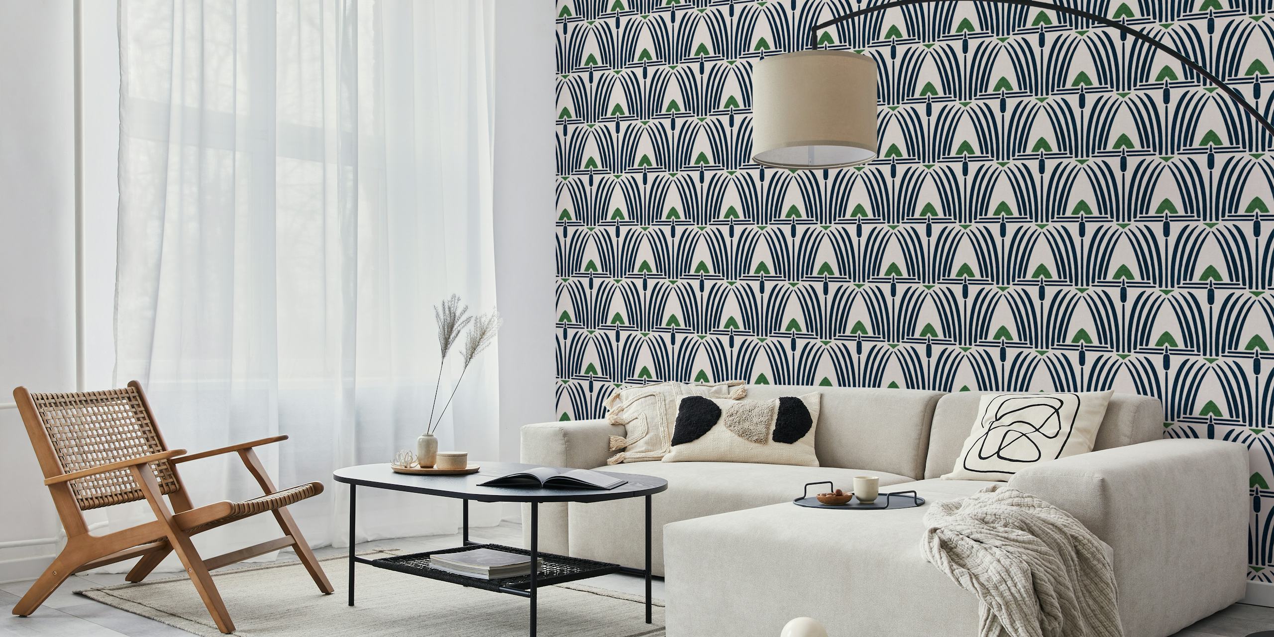 Adel green wallpaper displayed in a room