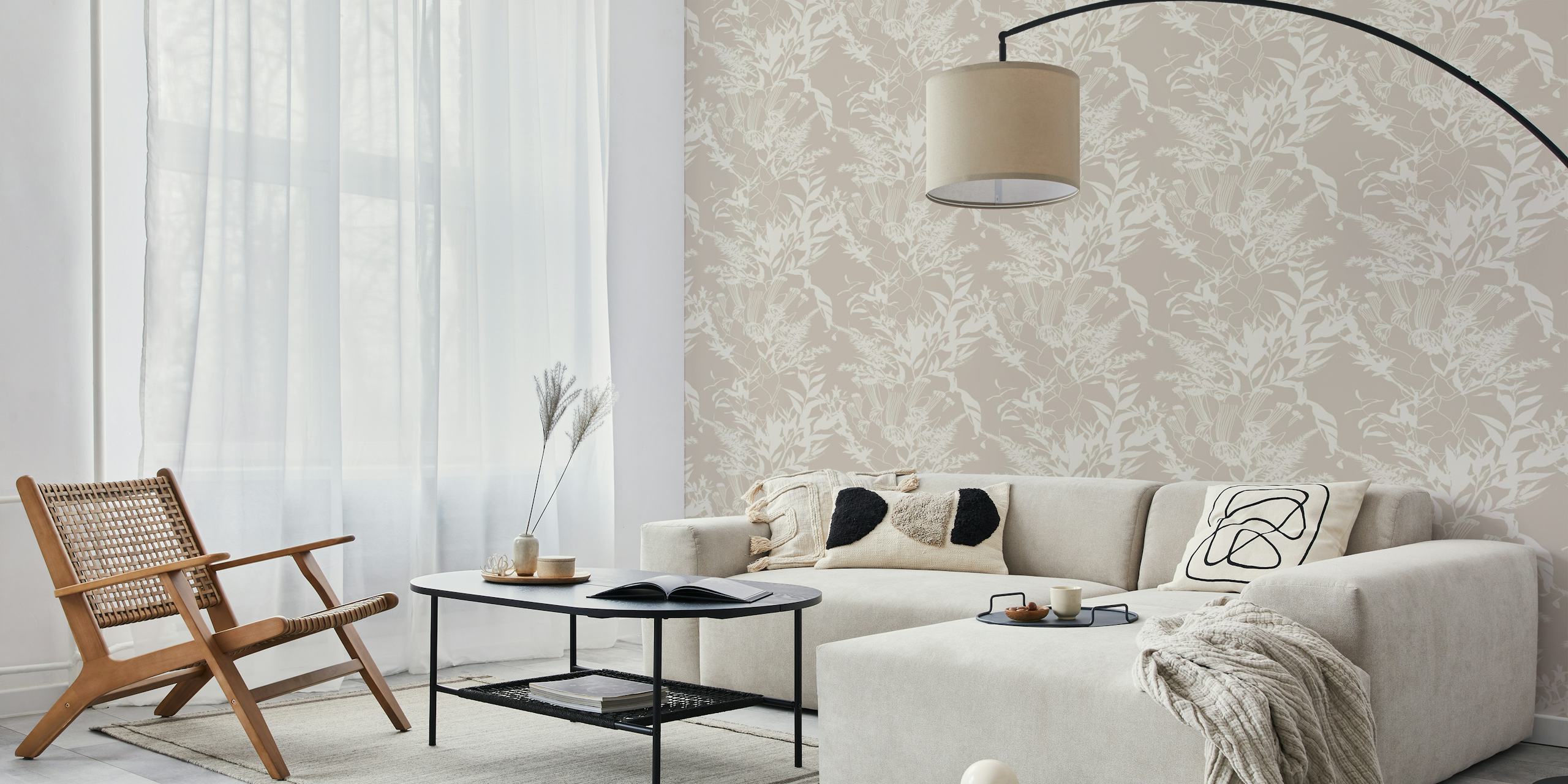 Ταπετσαρία Elegant Floral Silhouettes σε ένα δωμάτιο