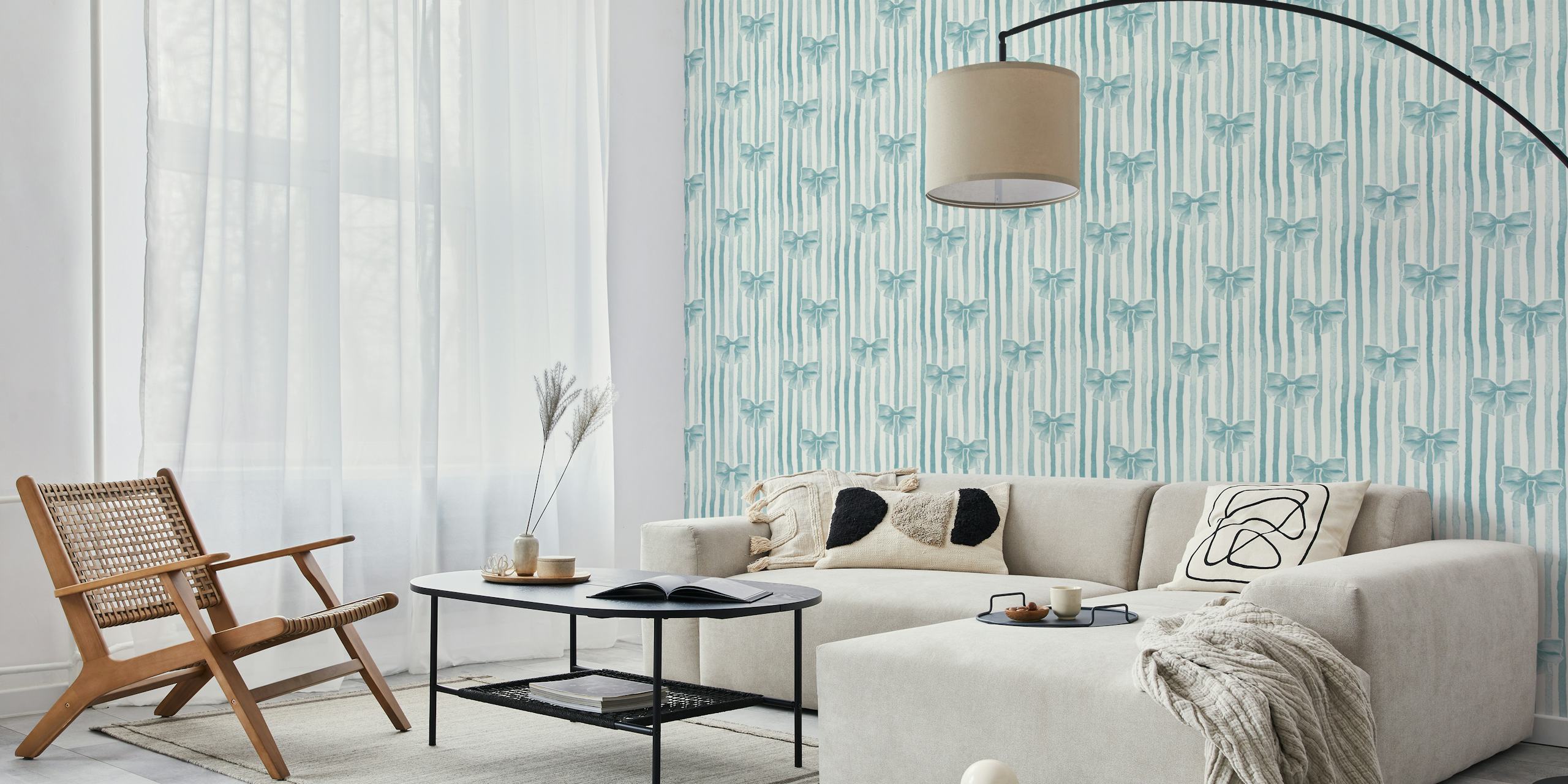 Vintage striped bow watercolor wallpaper design