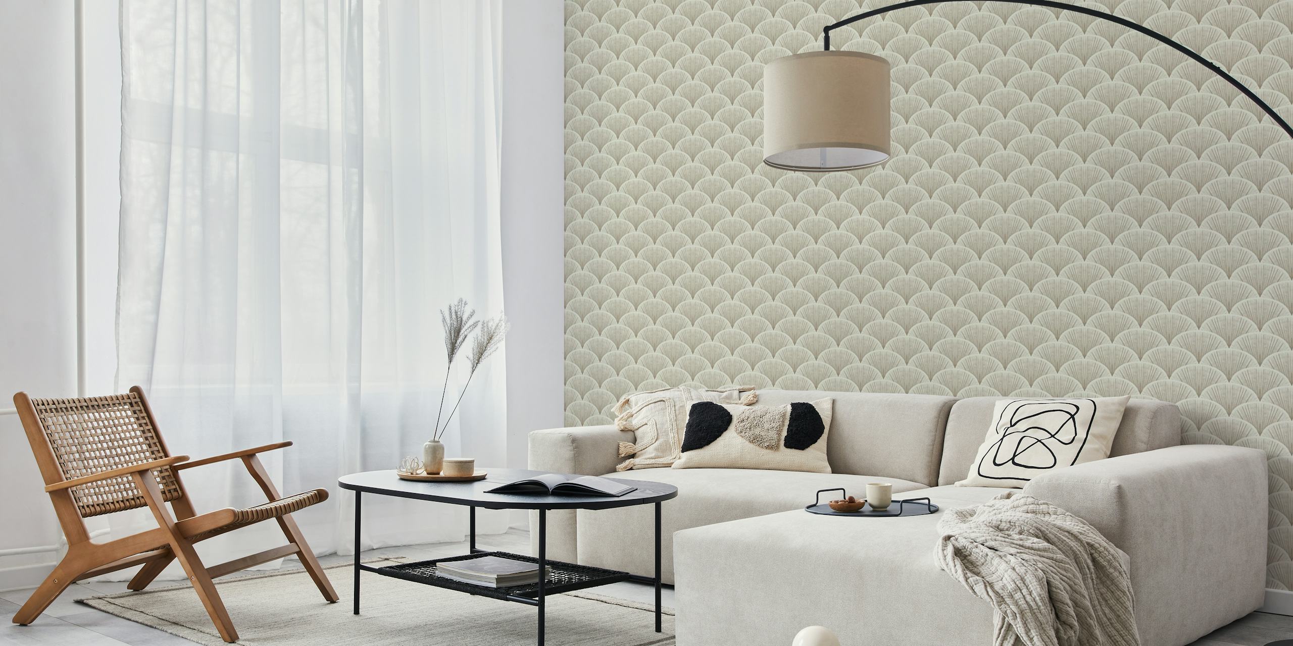 Glamorous scallop shells wallpaper i et rom