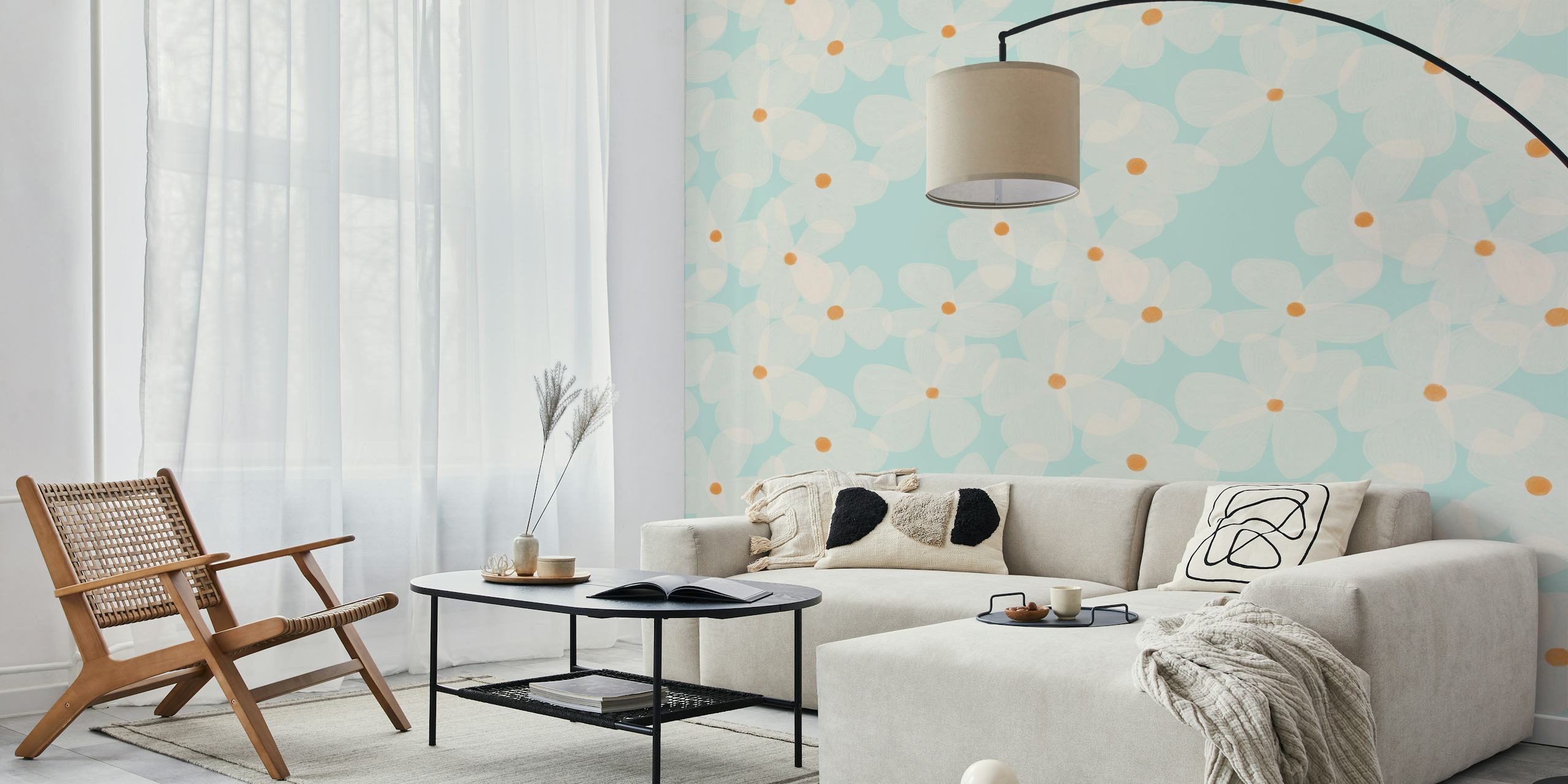 Daisy Bloom wallpaper displayed in a room