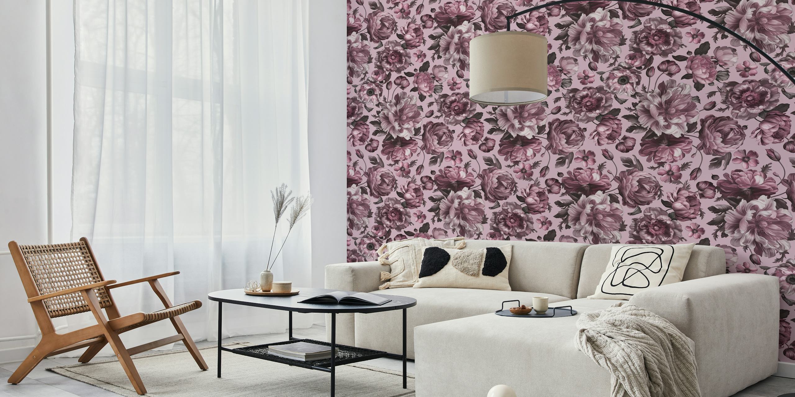 Bloemenbehang in een kameropstelling