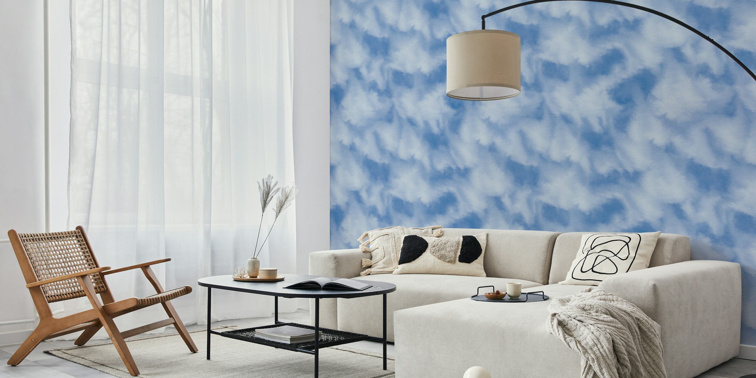 Tranquil blue hues wallpaper in a room