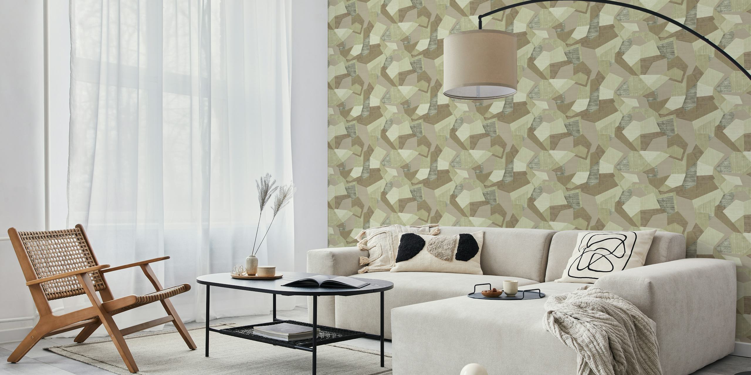 Soft Earth Geometric Textures tapet i et rom