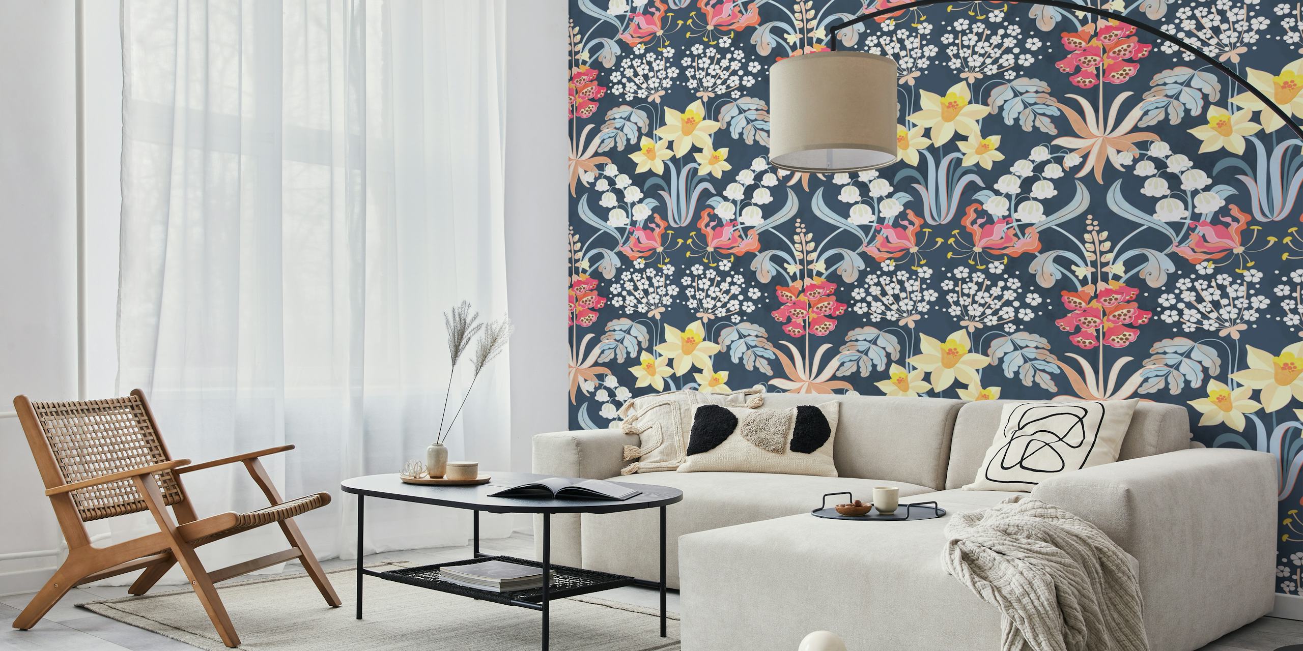 Flowers under the moonlight tapetdesign