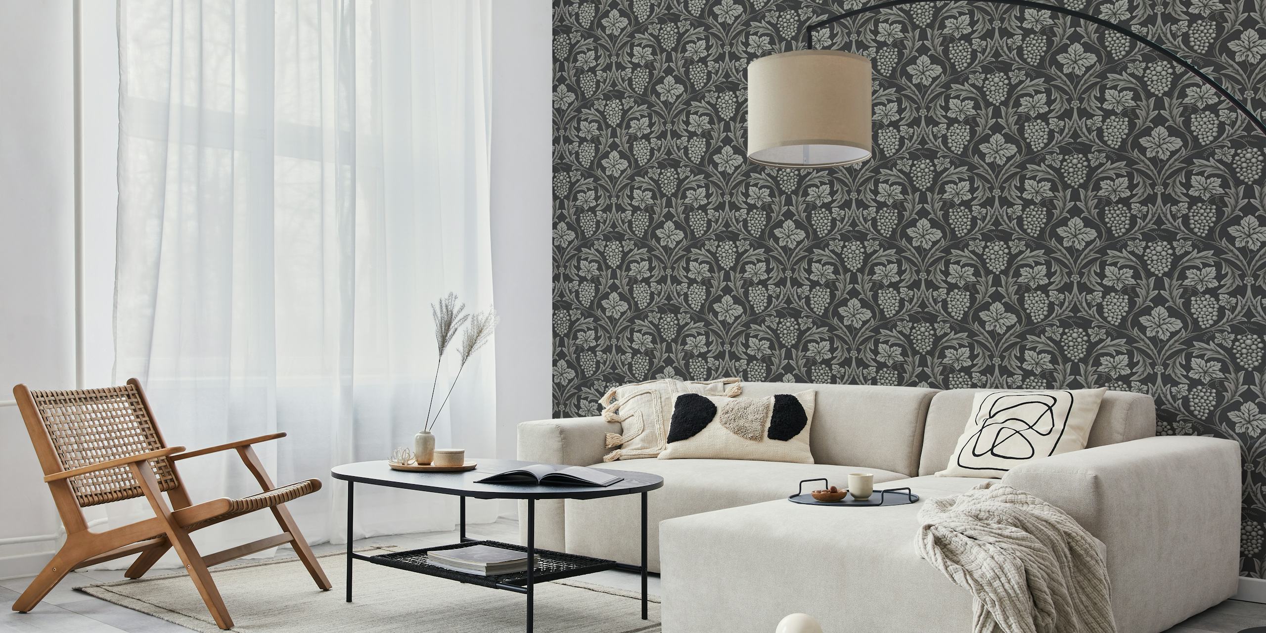 Grapes Wine wallpaper design in a room