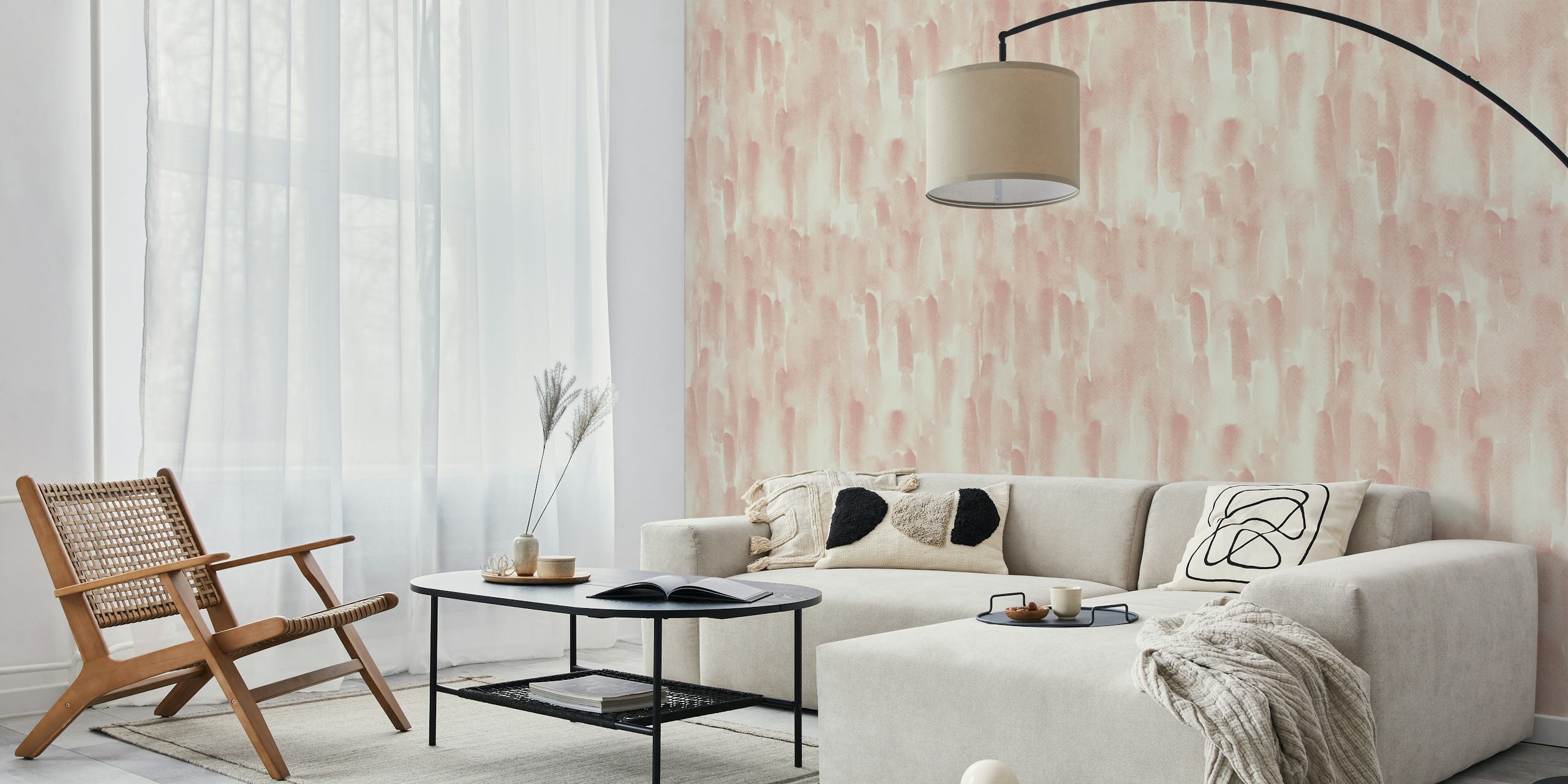 Pastel brushstroke wallpaper in a room