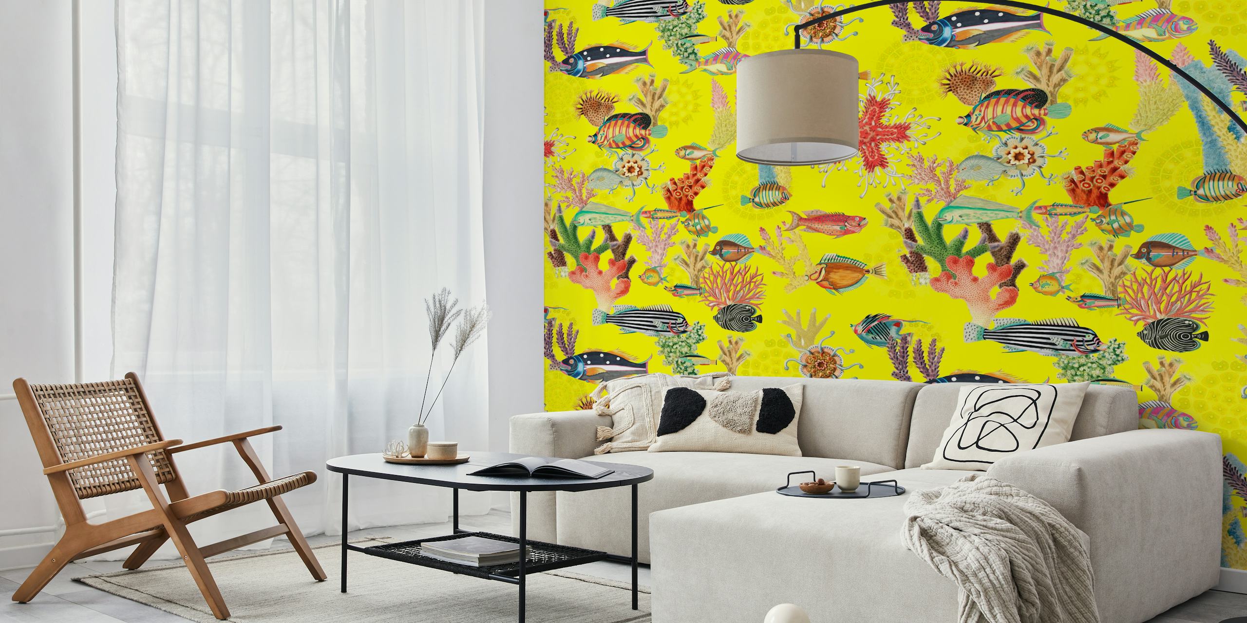 Colorful coral reef wallpaper with fish and corals
