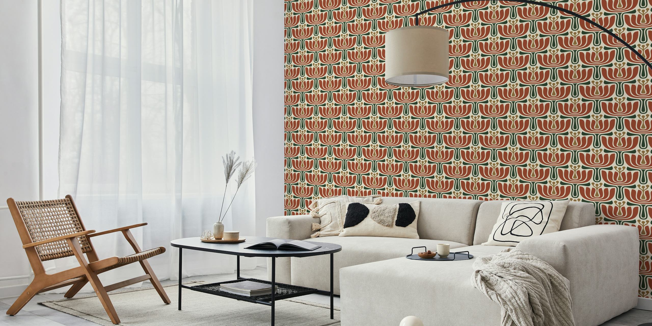 Vintage Petal Charm wallpaper in a living room
