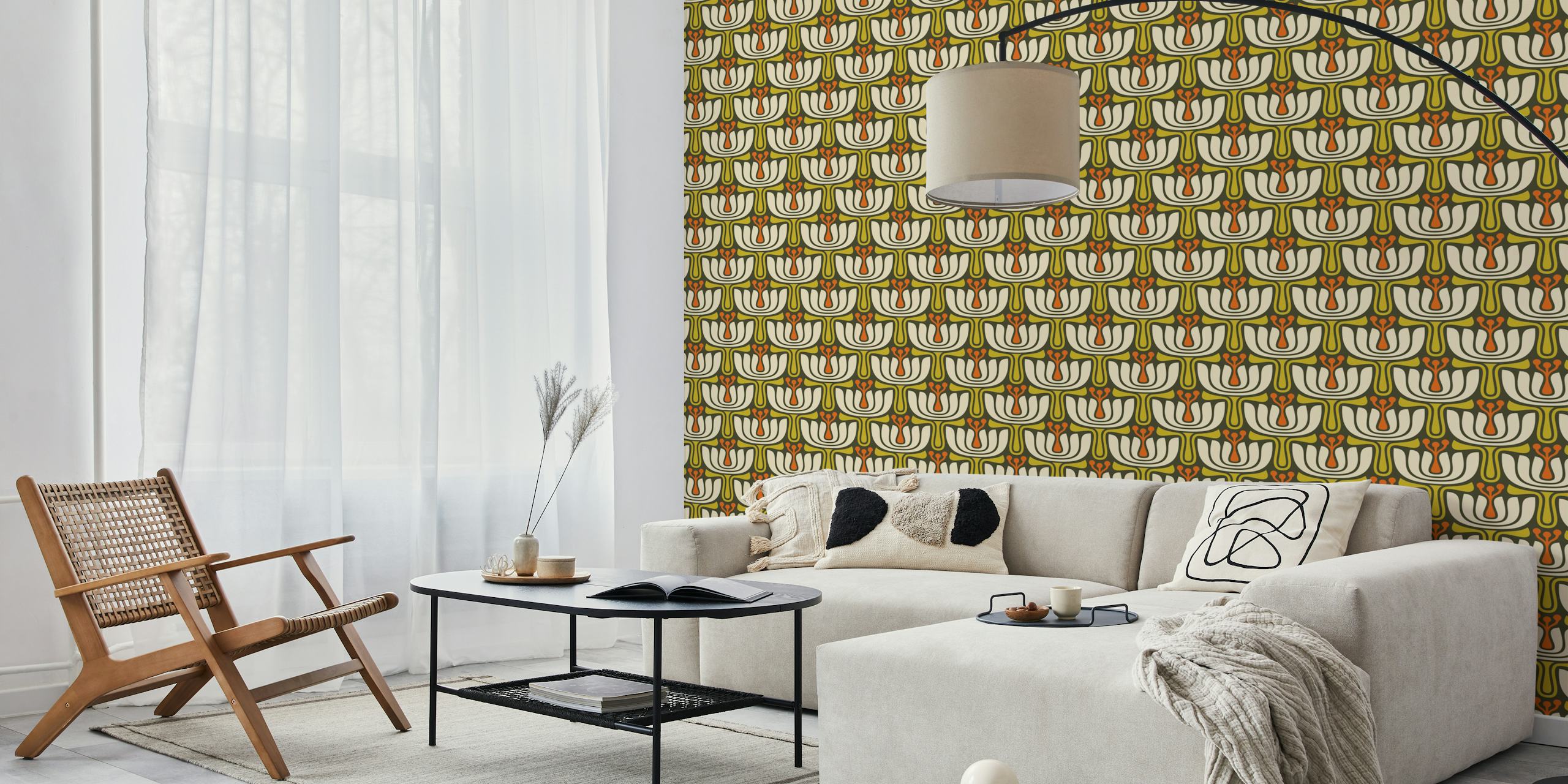 Vintage Petal Charm wallpaper in a room setting