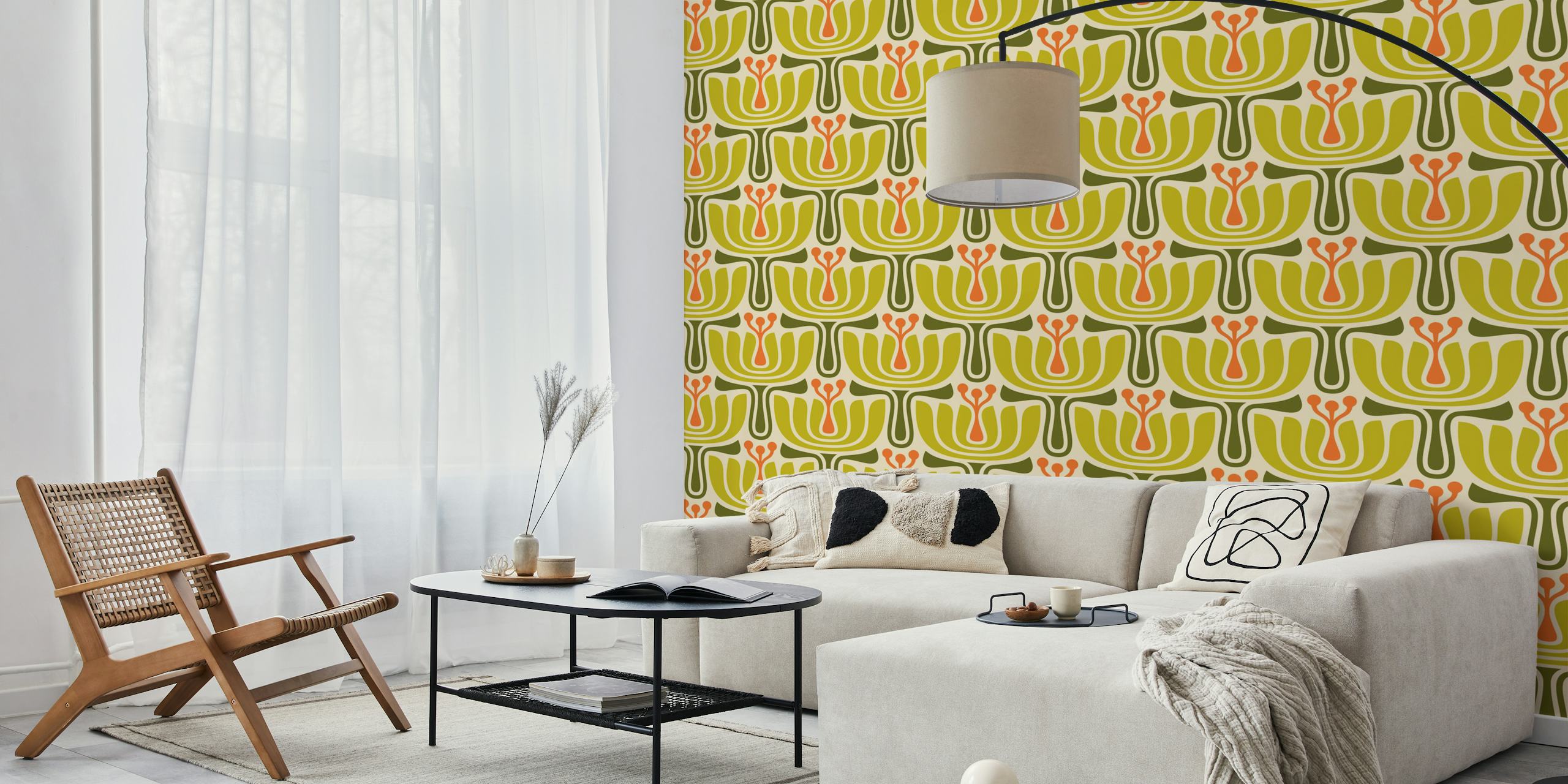 Vintage Petal Charm wallpaper w pokoju