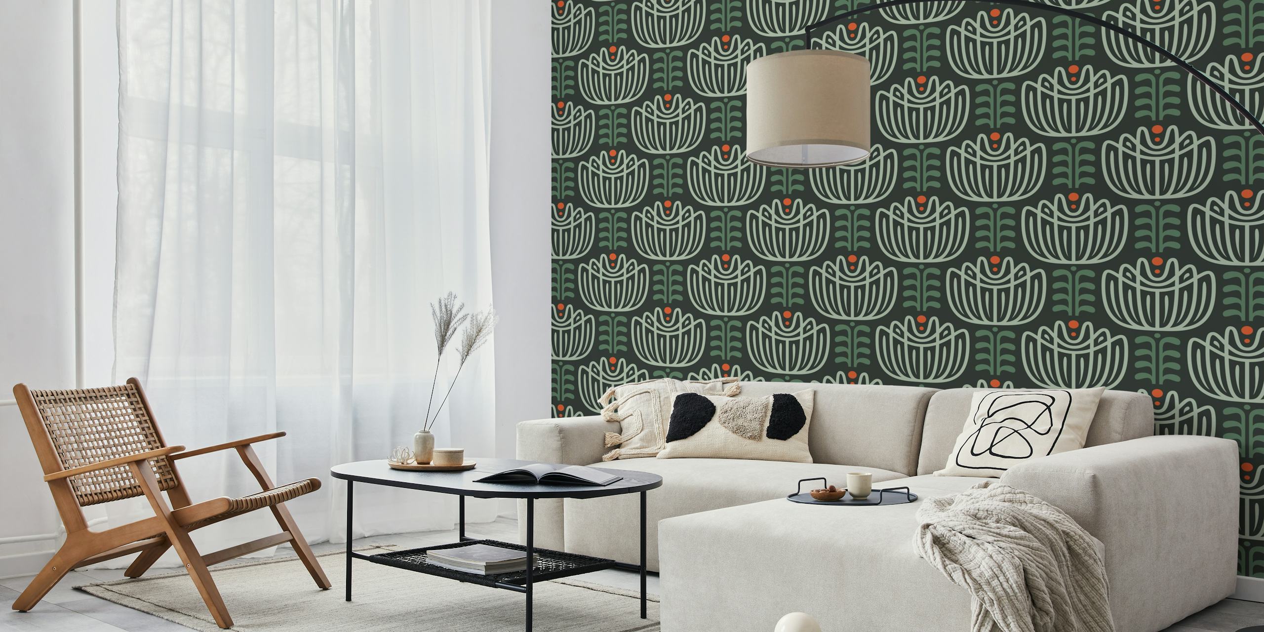 Tapeta inspirowana tulipanami w stylowym pokoju