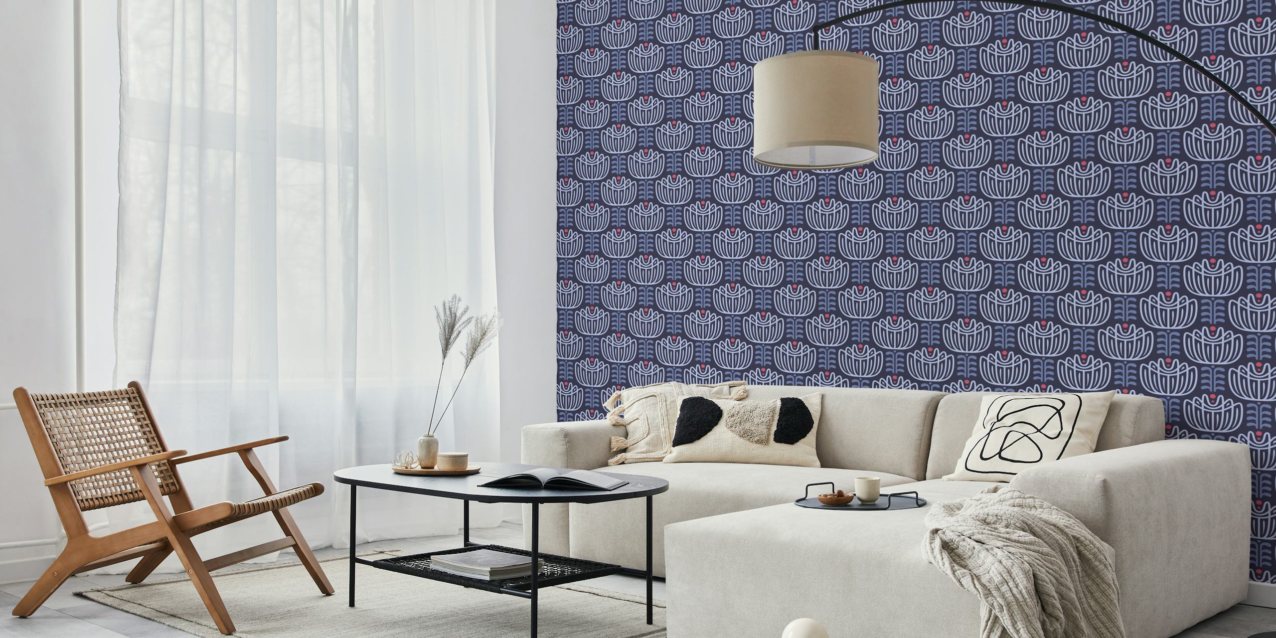 Tulip Inspired Elegance in Dark Purple tapetdesign