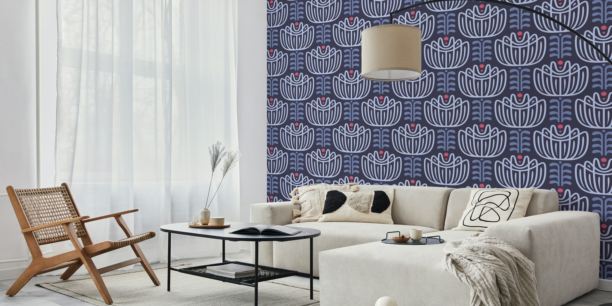 Tulip inspired wallpaper design in dark purple