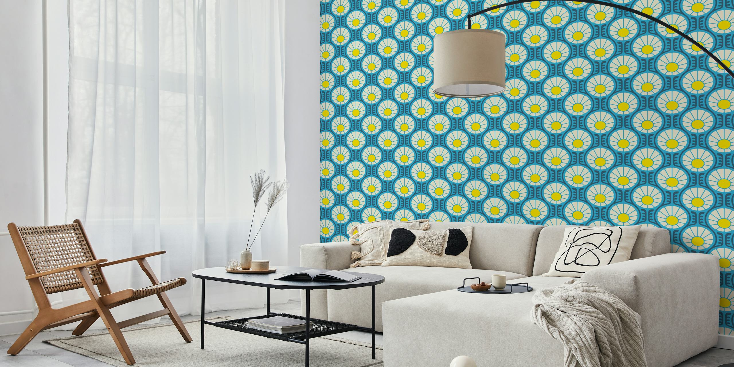 Retro Daisy Delight wallpaper in a room