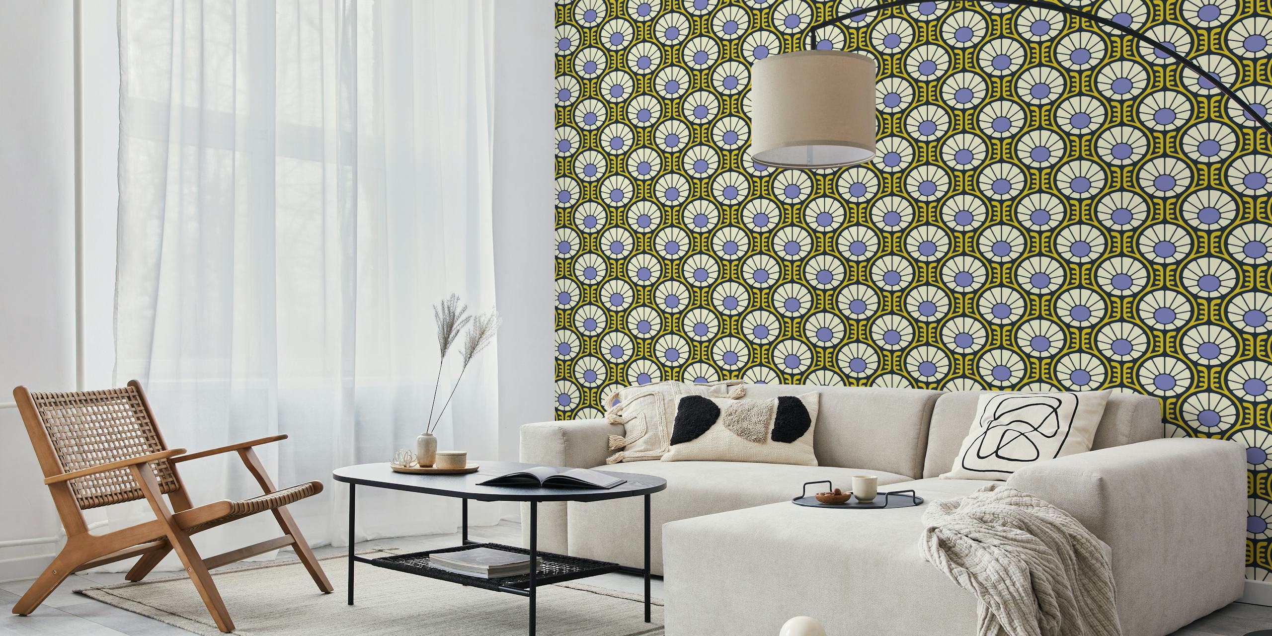 Retro Daisy Delight wallpaper in einem Raum