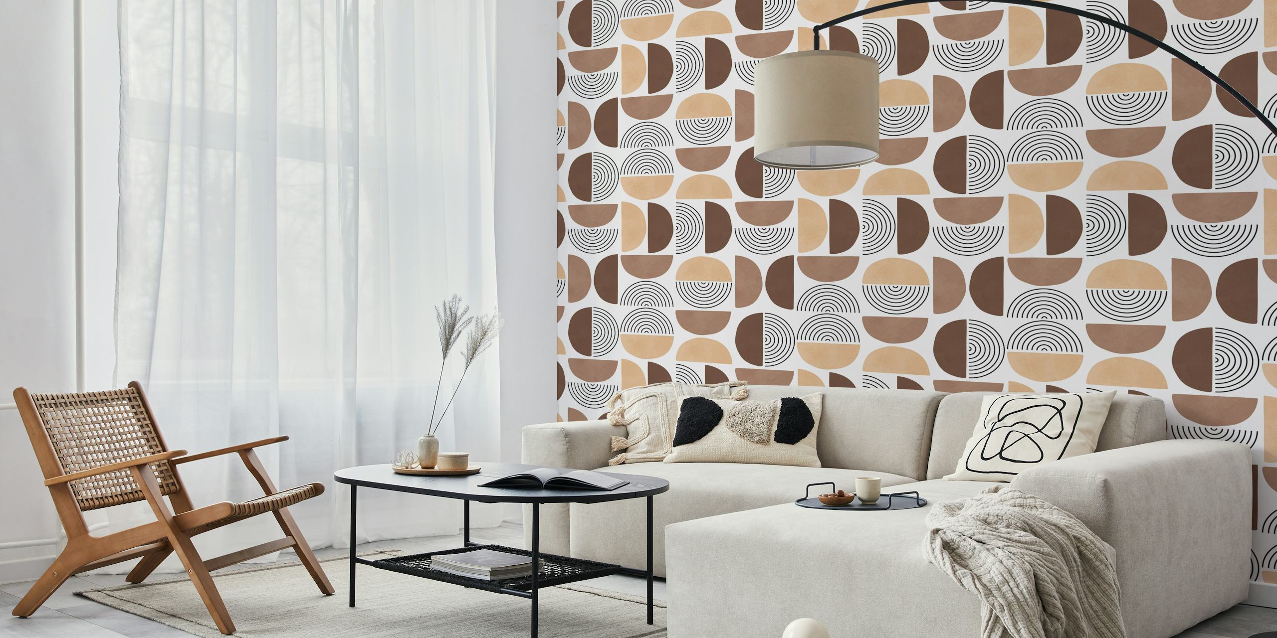 Papel de parede Modern Earth Tones em um quarto