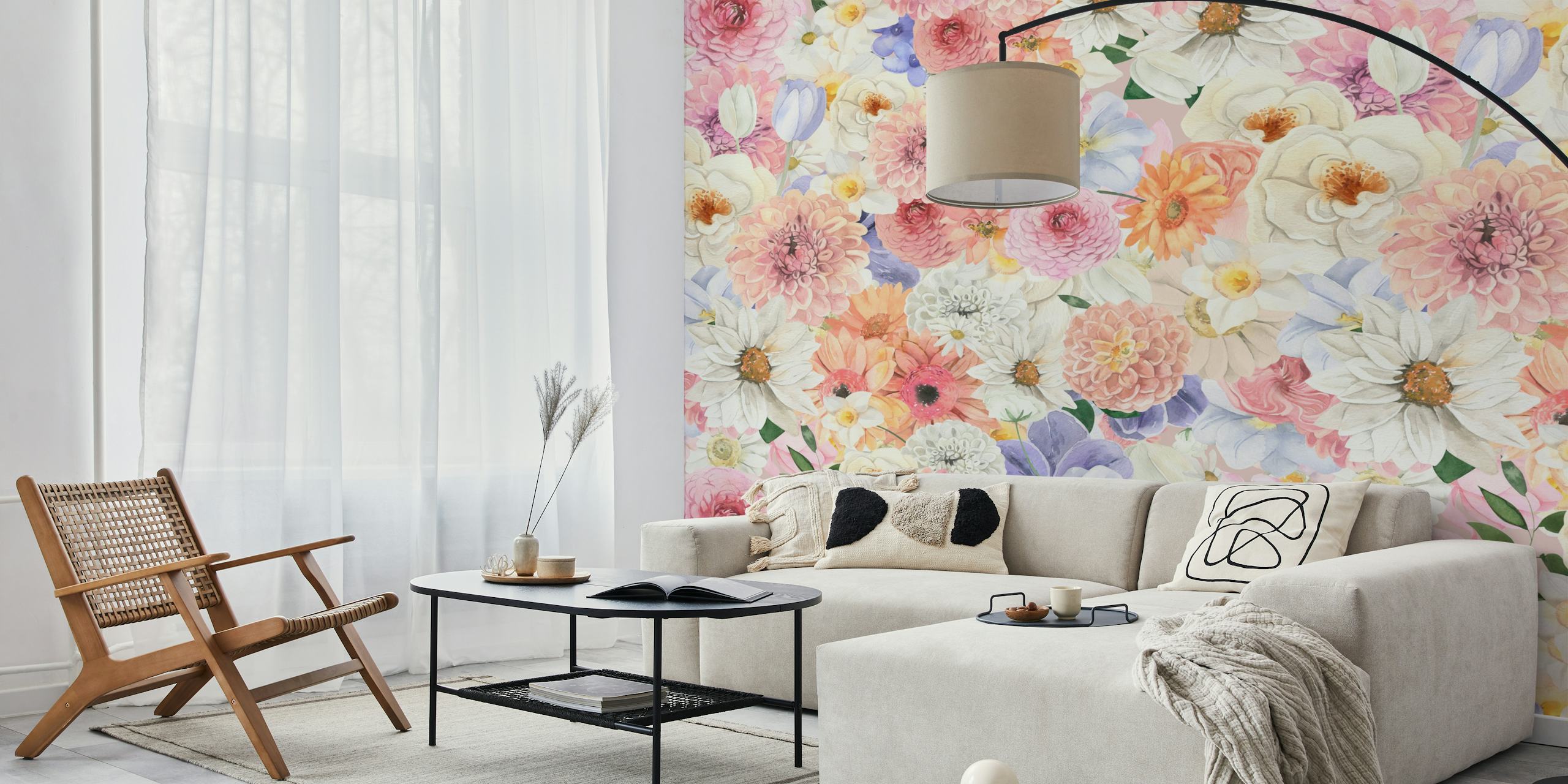 Soft Floral Dream Pattern tapet i ett rum