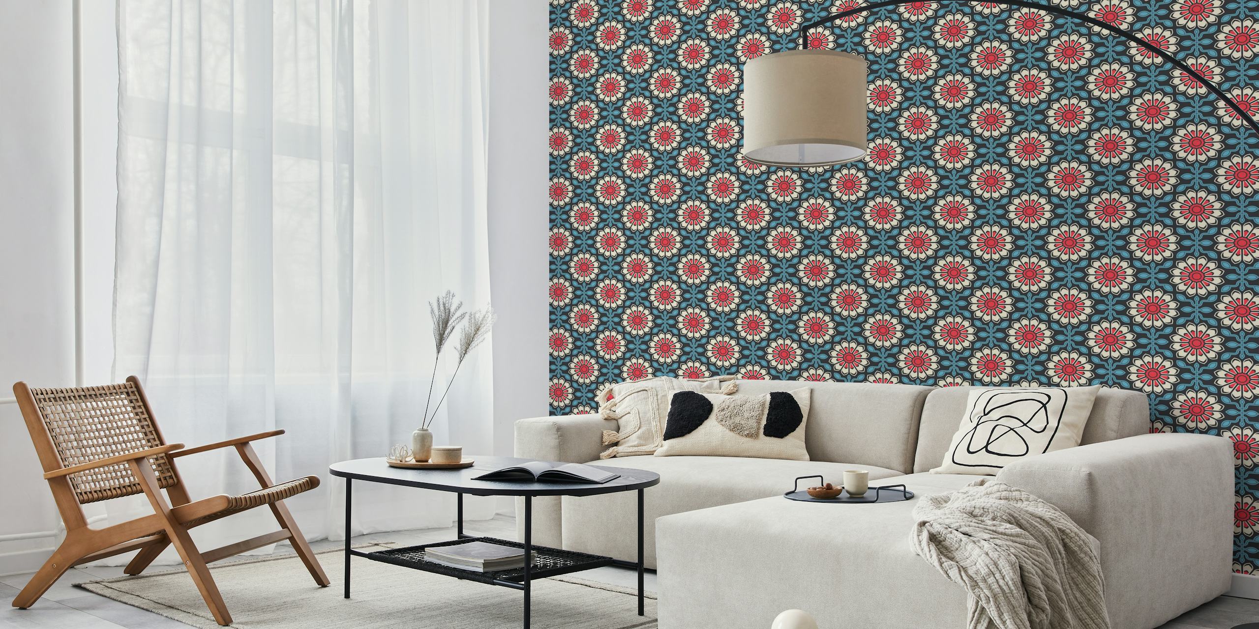 Colorful floral symmetry wallpaper design