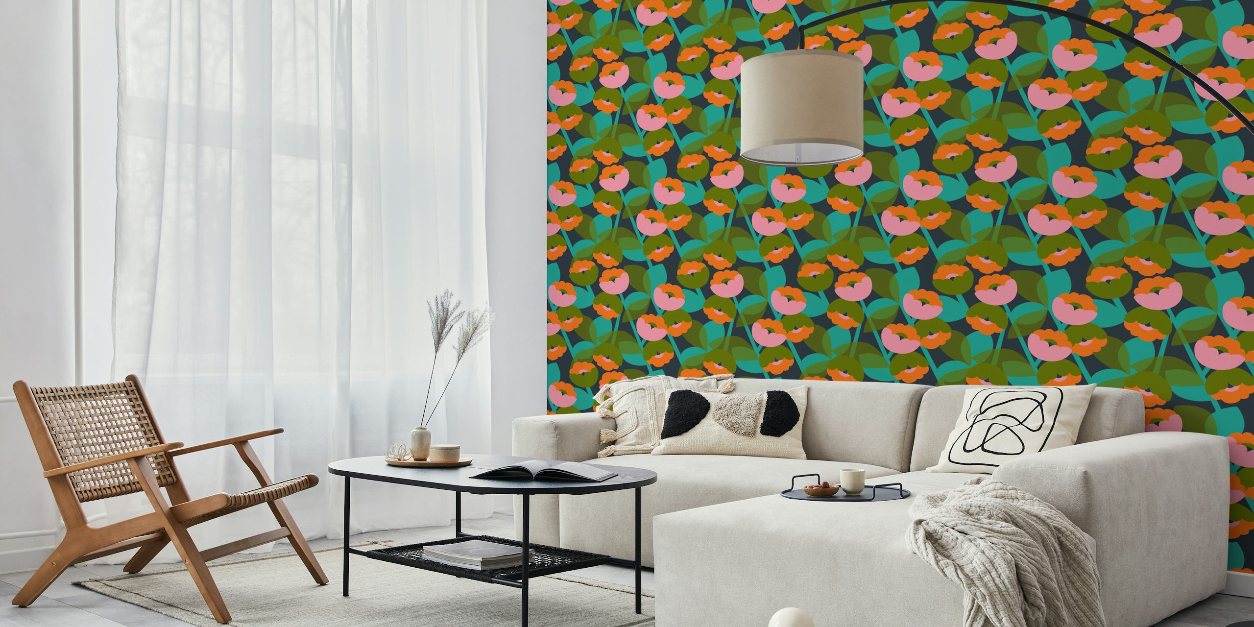 Etta Floral Navy tapet i et rom