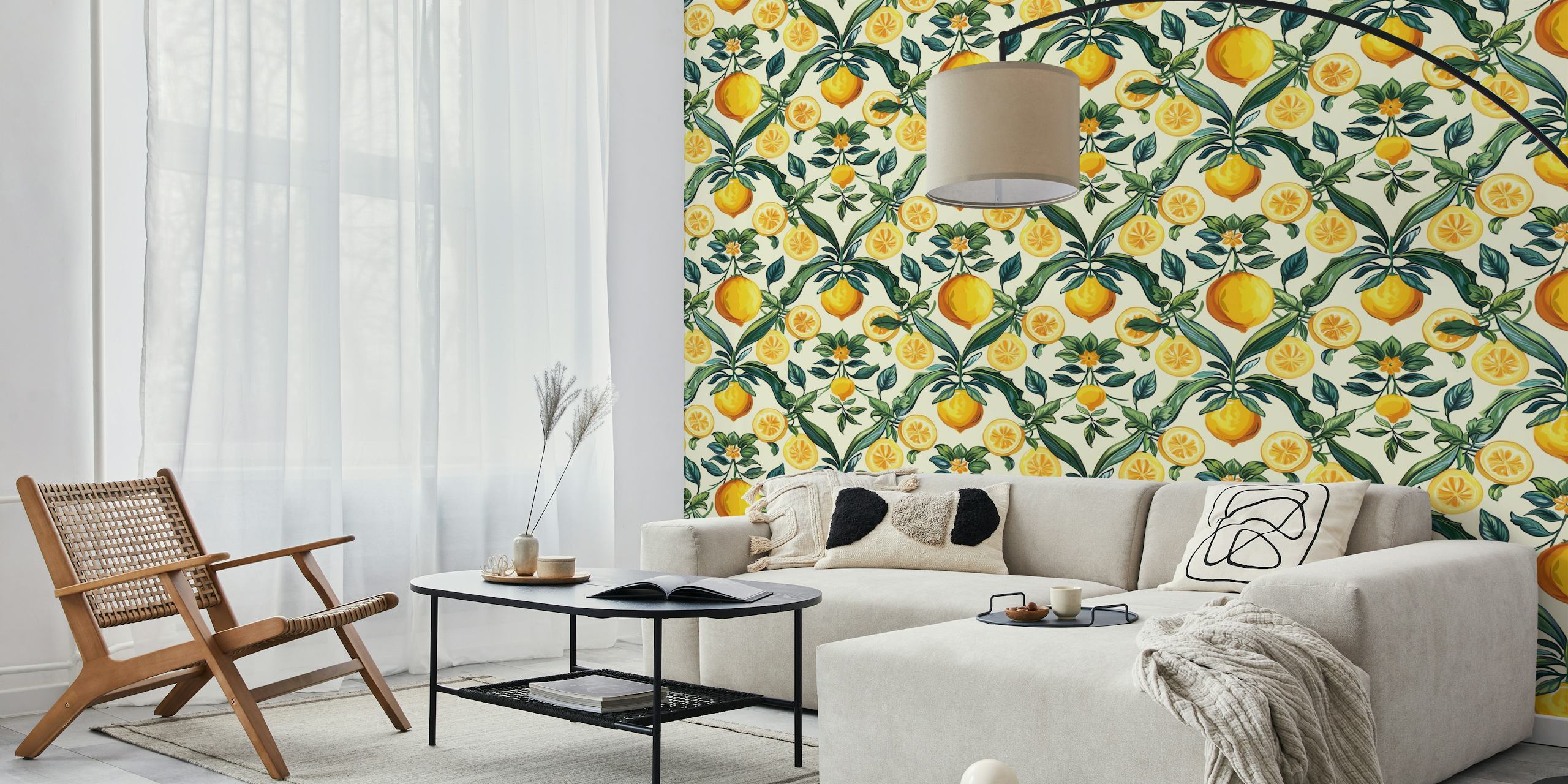 Mediterranean citrus tiles wallpaper in a room