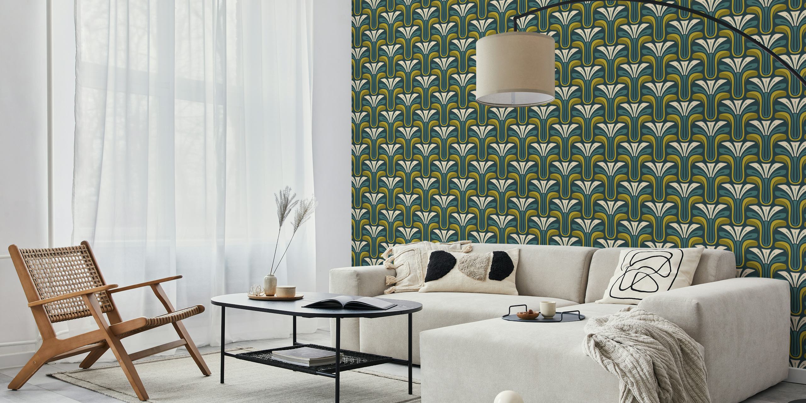 Vintage floral wallpaper in a room setting