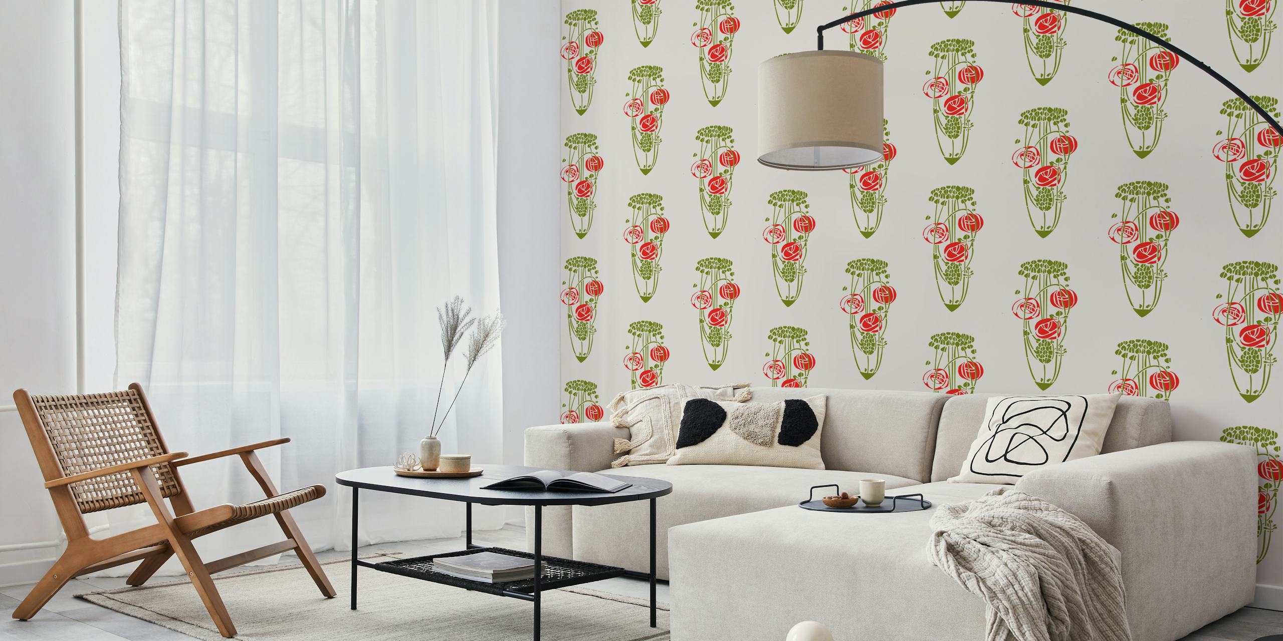 Diseño de papel pintado Art Nouveau Mackintosh Glasgow Roses
