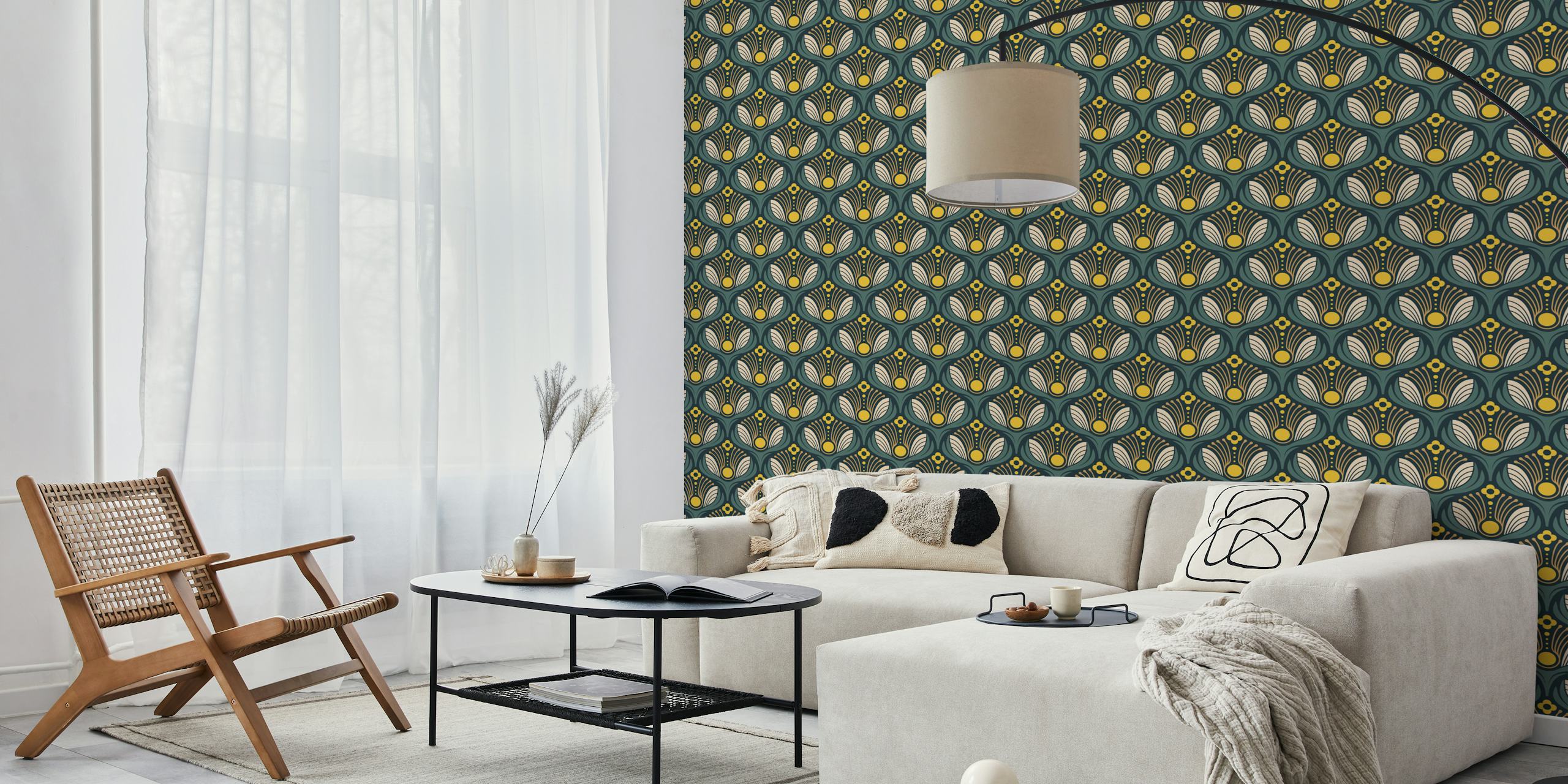Art Deco Floral wallpaper in a stylish room