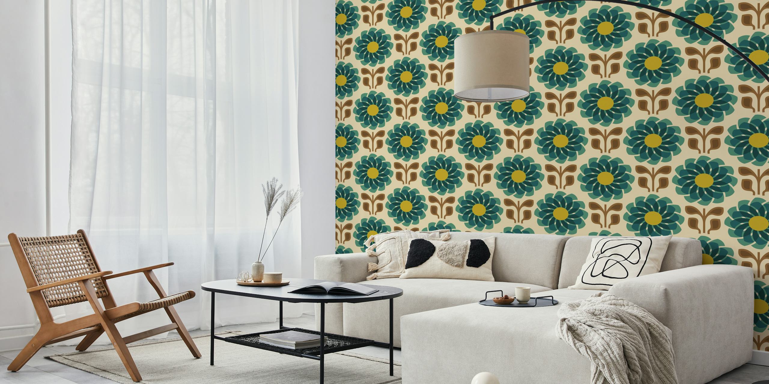 Geometric Flower Fusion wallpaper in a room