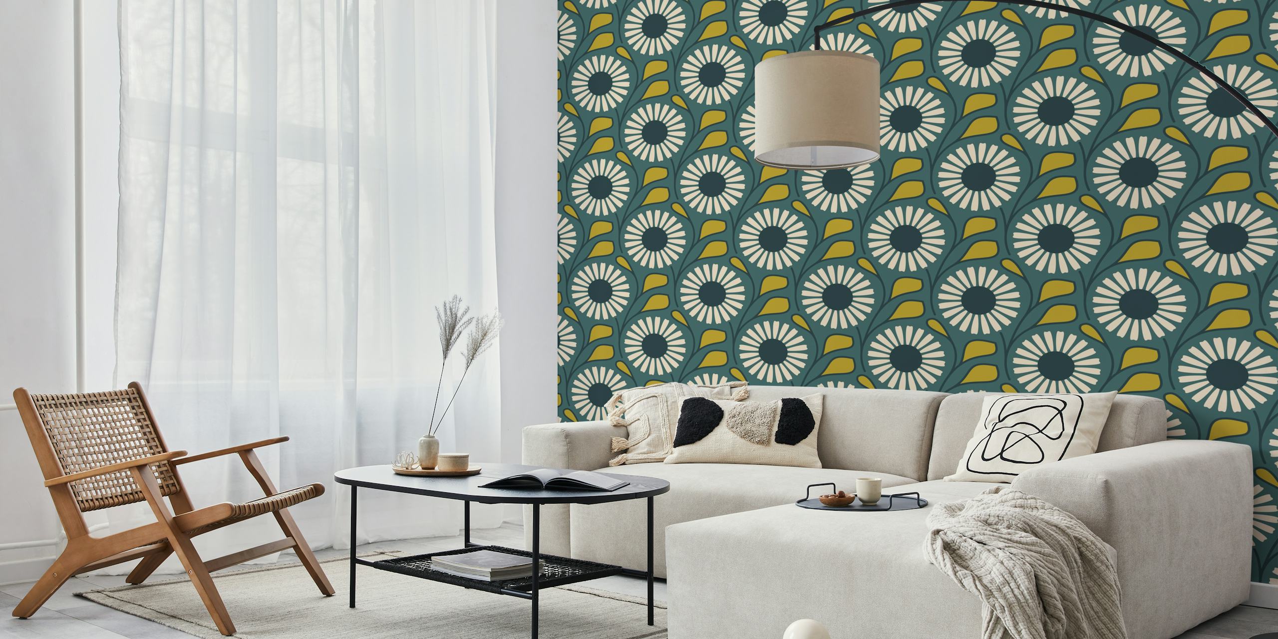 Retro Daisy Dream wallpaper in a room