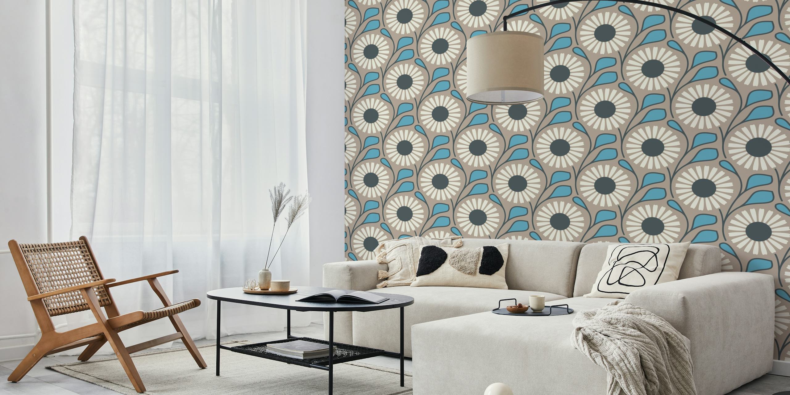 Retro Daisy Dream wallpaper in a room