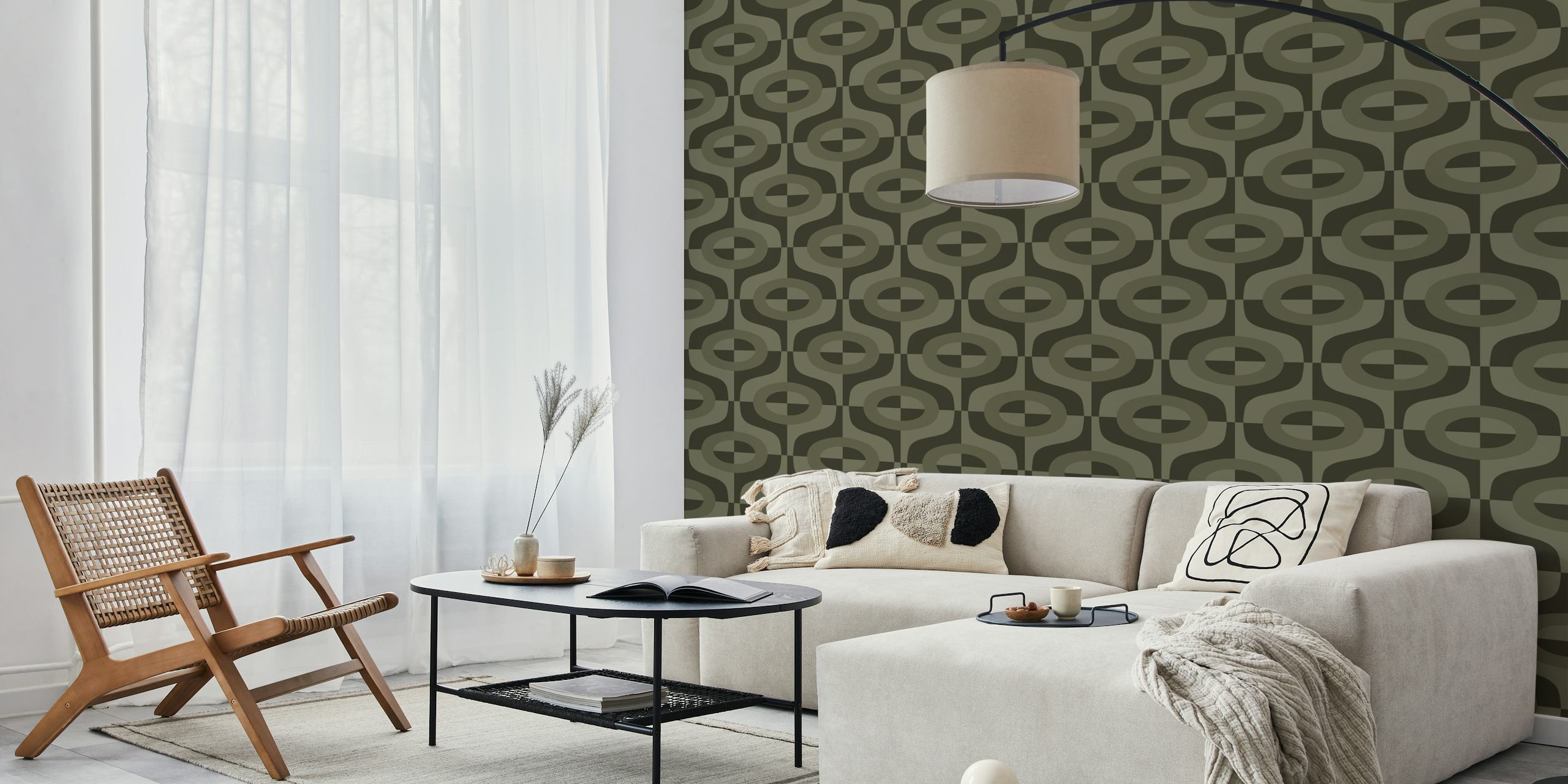 Papel de parede Retro Vibe Green em um quarto