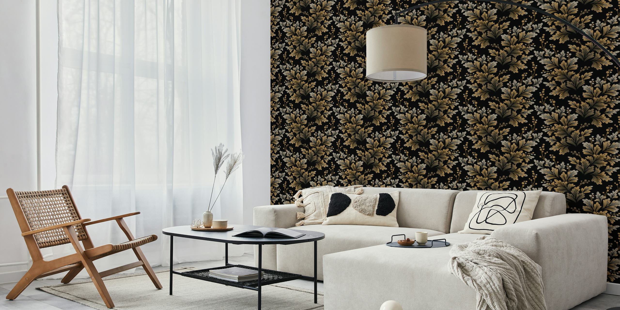Frilled Foliage wallpaper in a stylish room