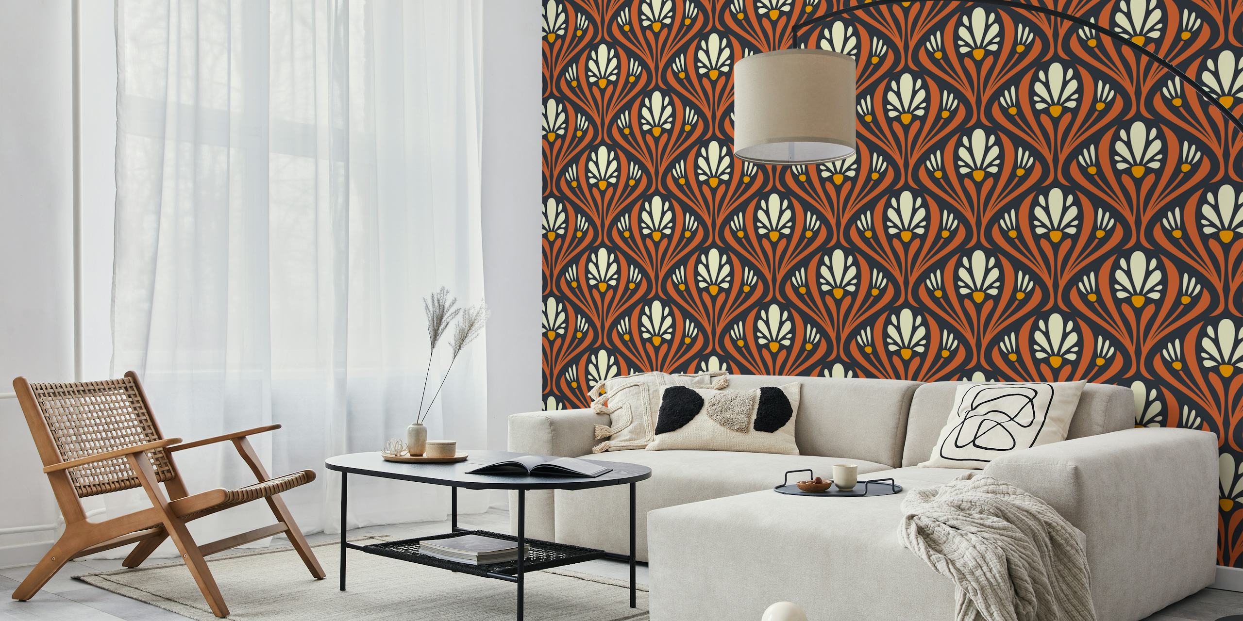 Art Nouveau Floral Wallpaper in a room