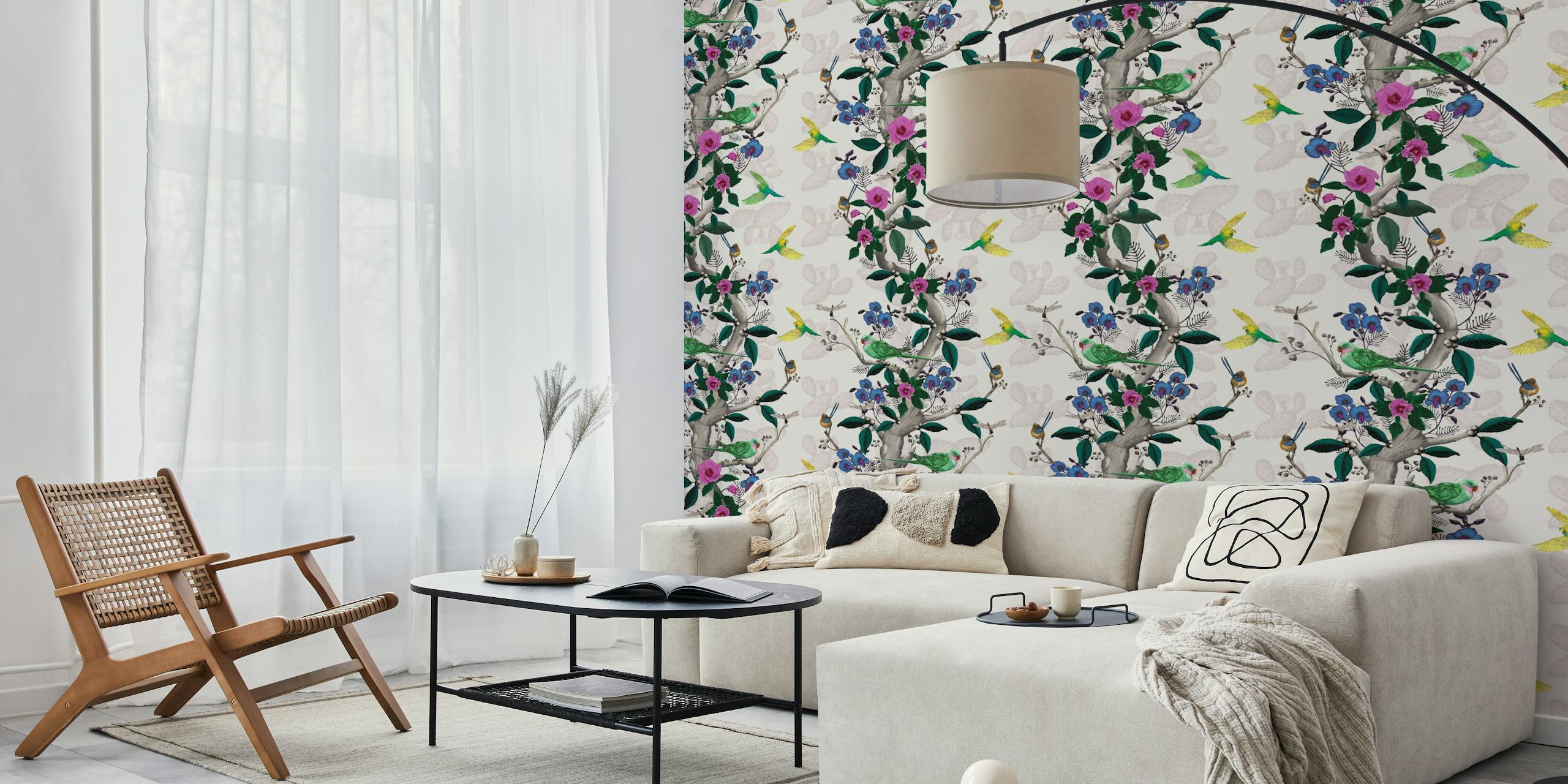 Desert Bloom with Cactus papel pintado en una habitación