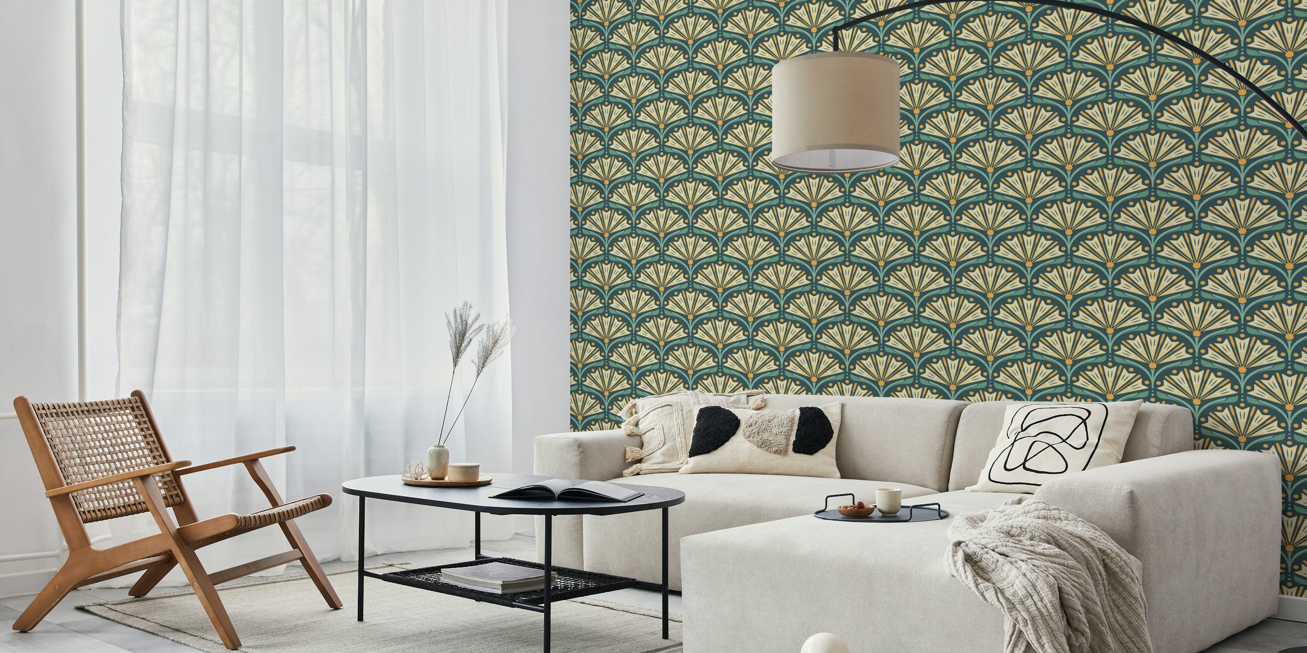 Art Deco Daisy Charm wallpaper in einem Raum