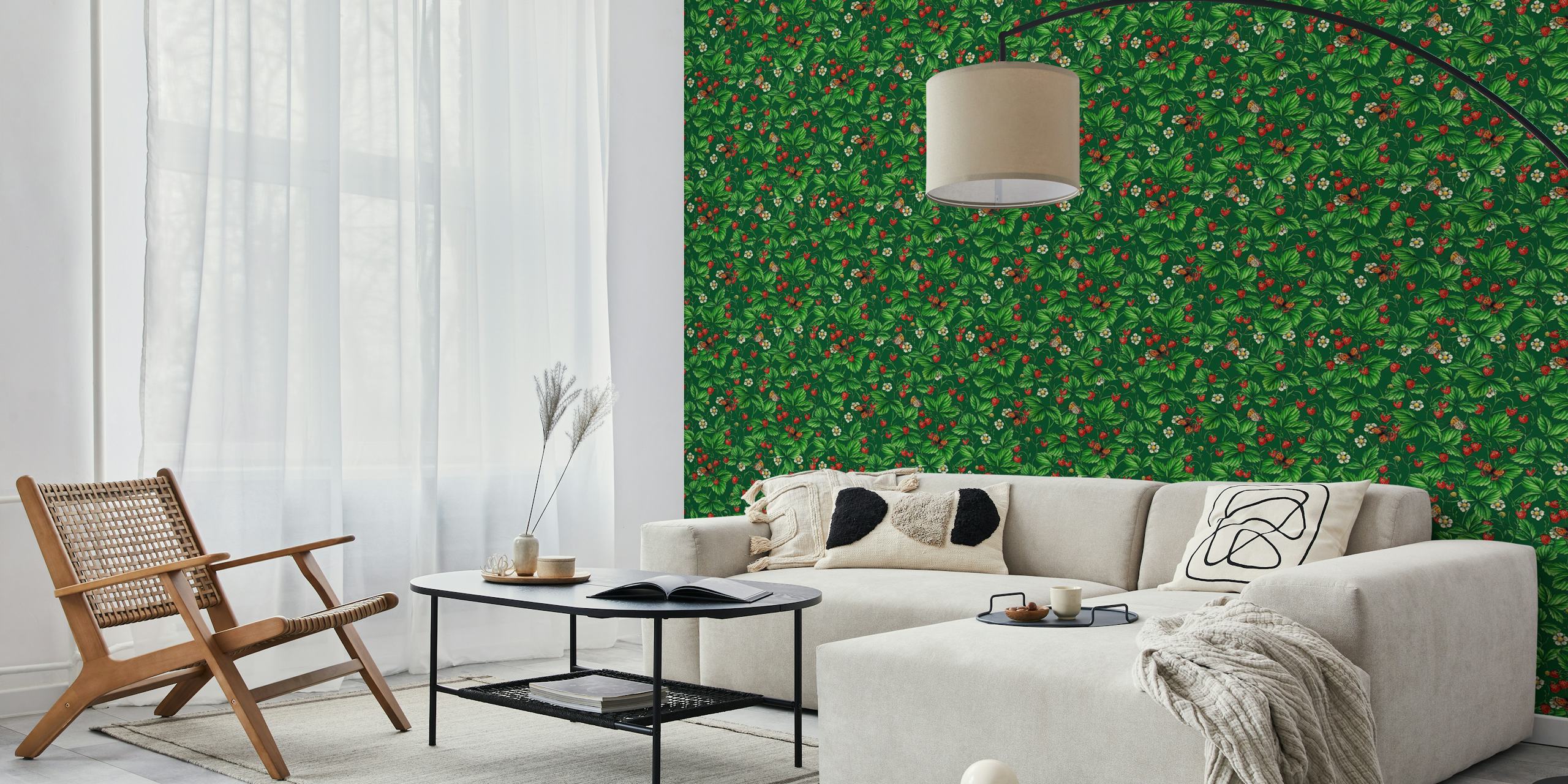 Wild strawberries wallpaper em um quarto