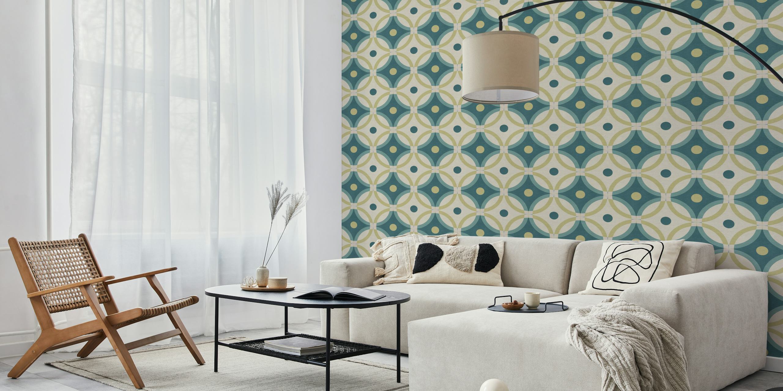 Bold Mid-Century Modern wallpaper in a room