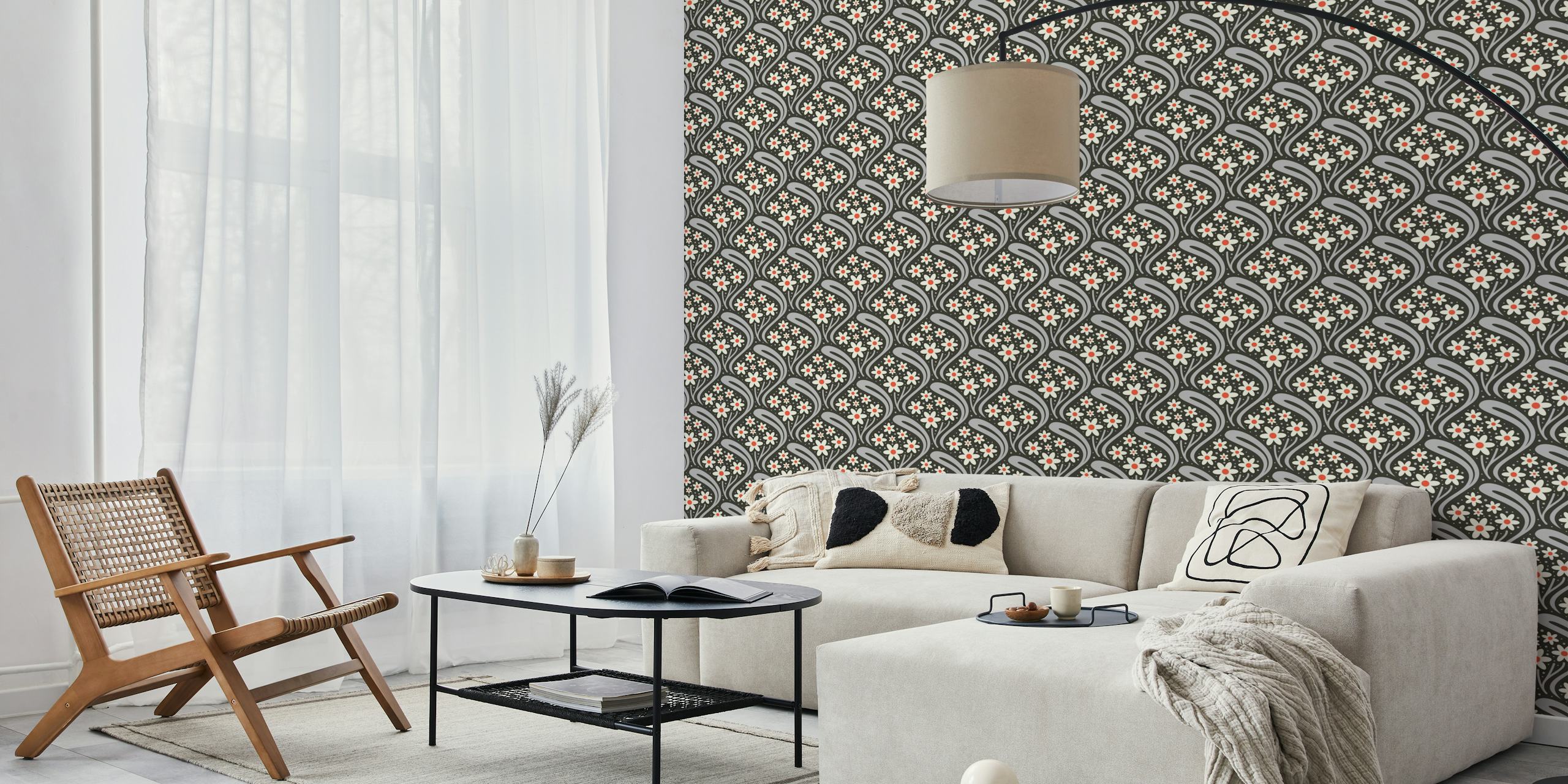 Vintage Daisy Fantasy wallpaper design