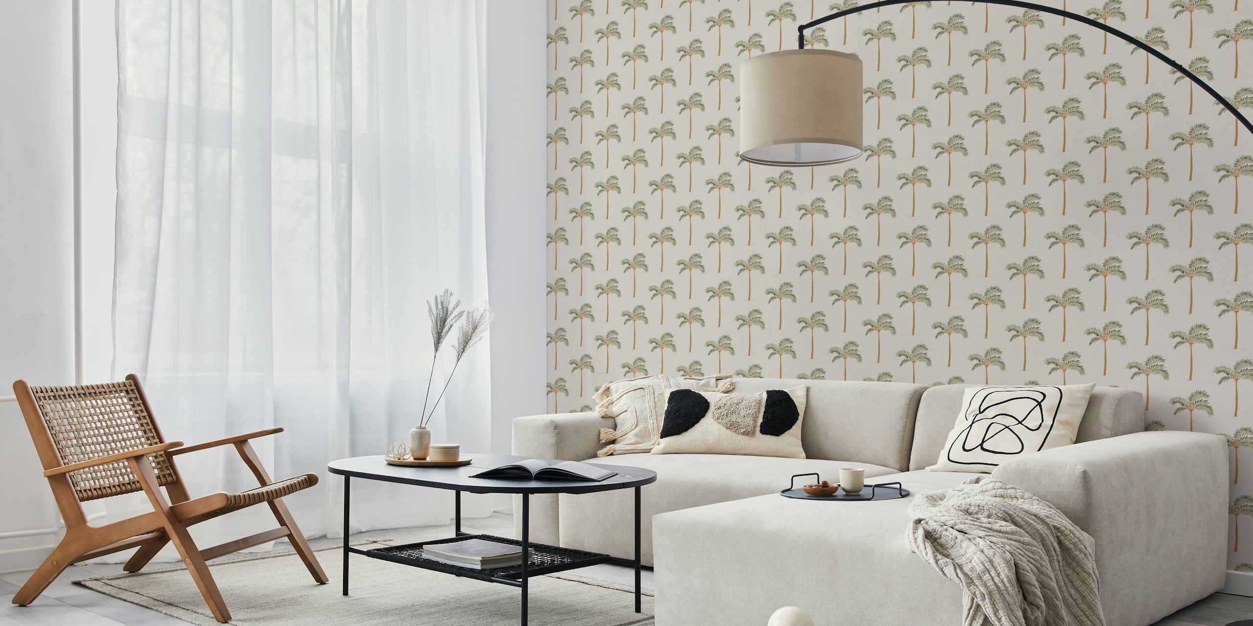 Tropical Retro Boho Palm Tree tapet i et rom