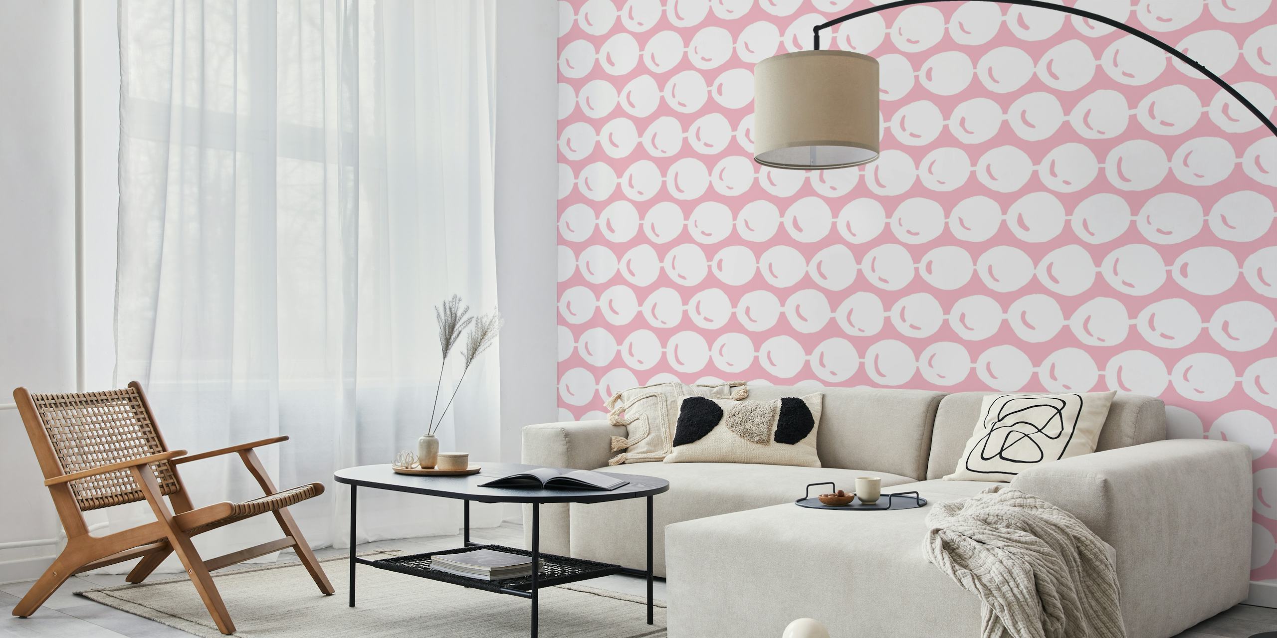 Papel de parede rosa com Shiny Pearls ou Bubble Circles