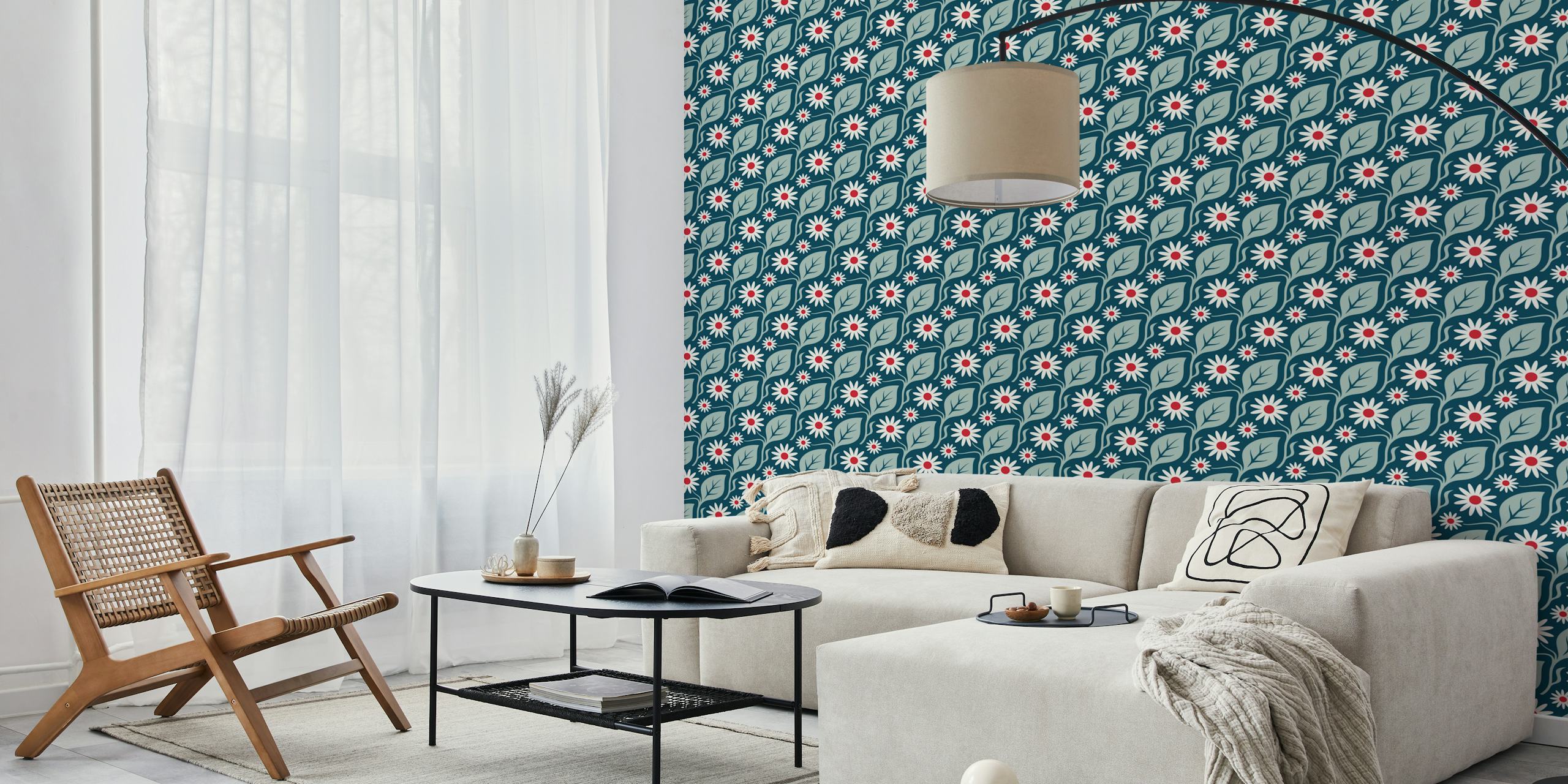 Elegant Daisy wallpaper in a room setting