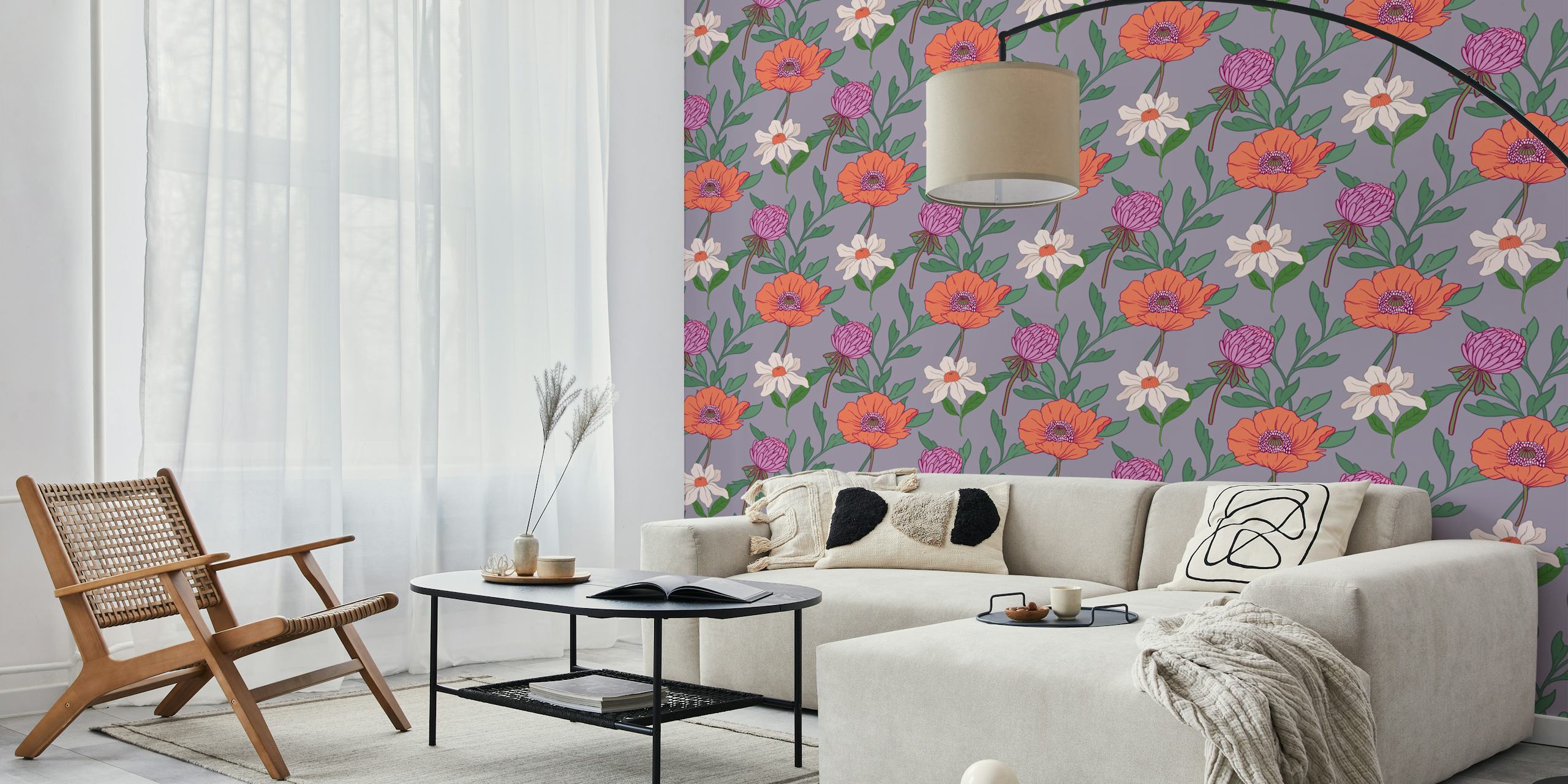 Dream at Dusk floral wallpaper in a room
