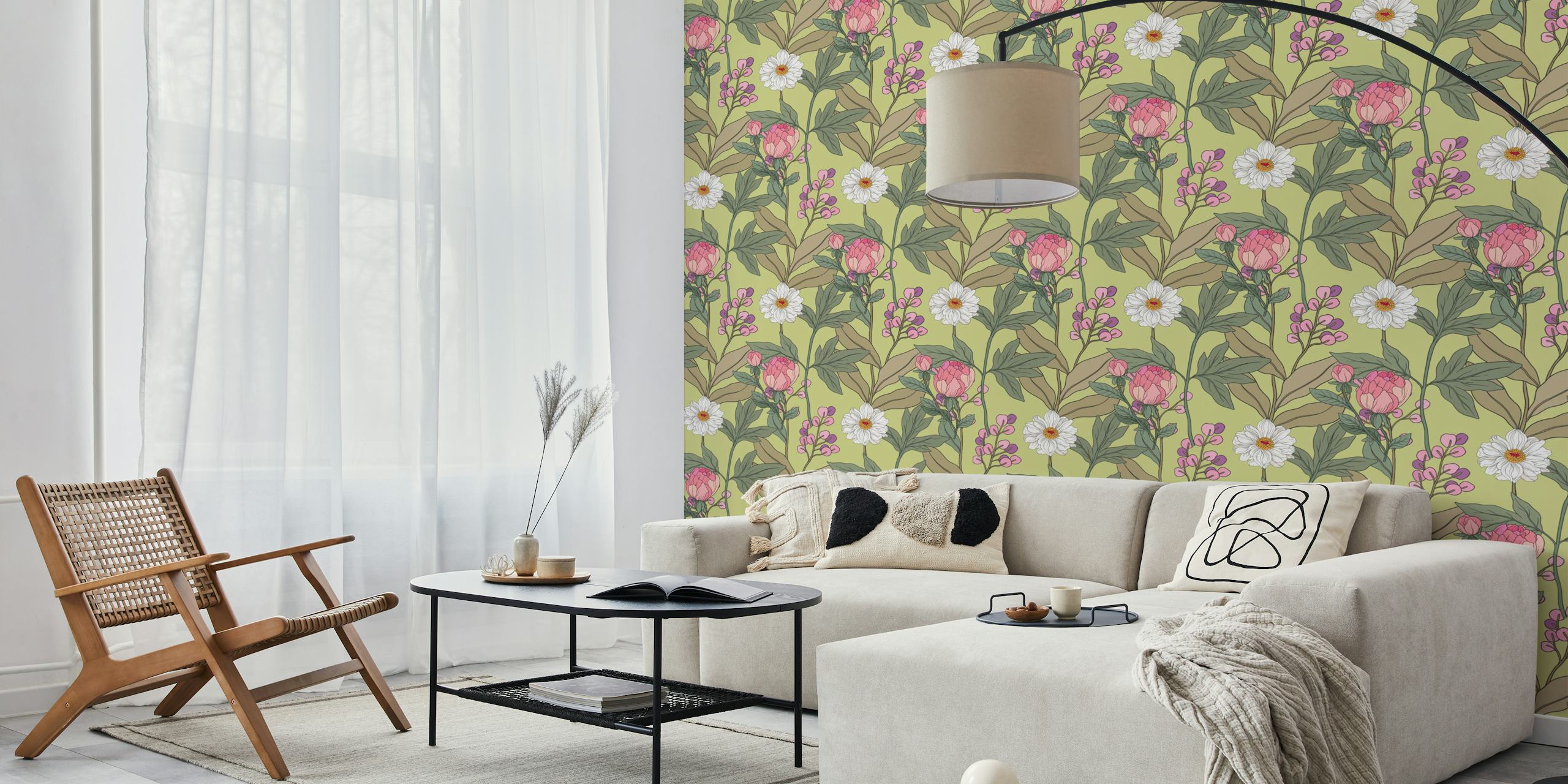 Design tapety kwiatowej w pokoju