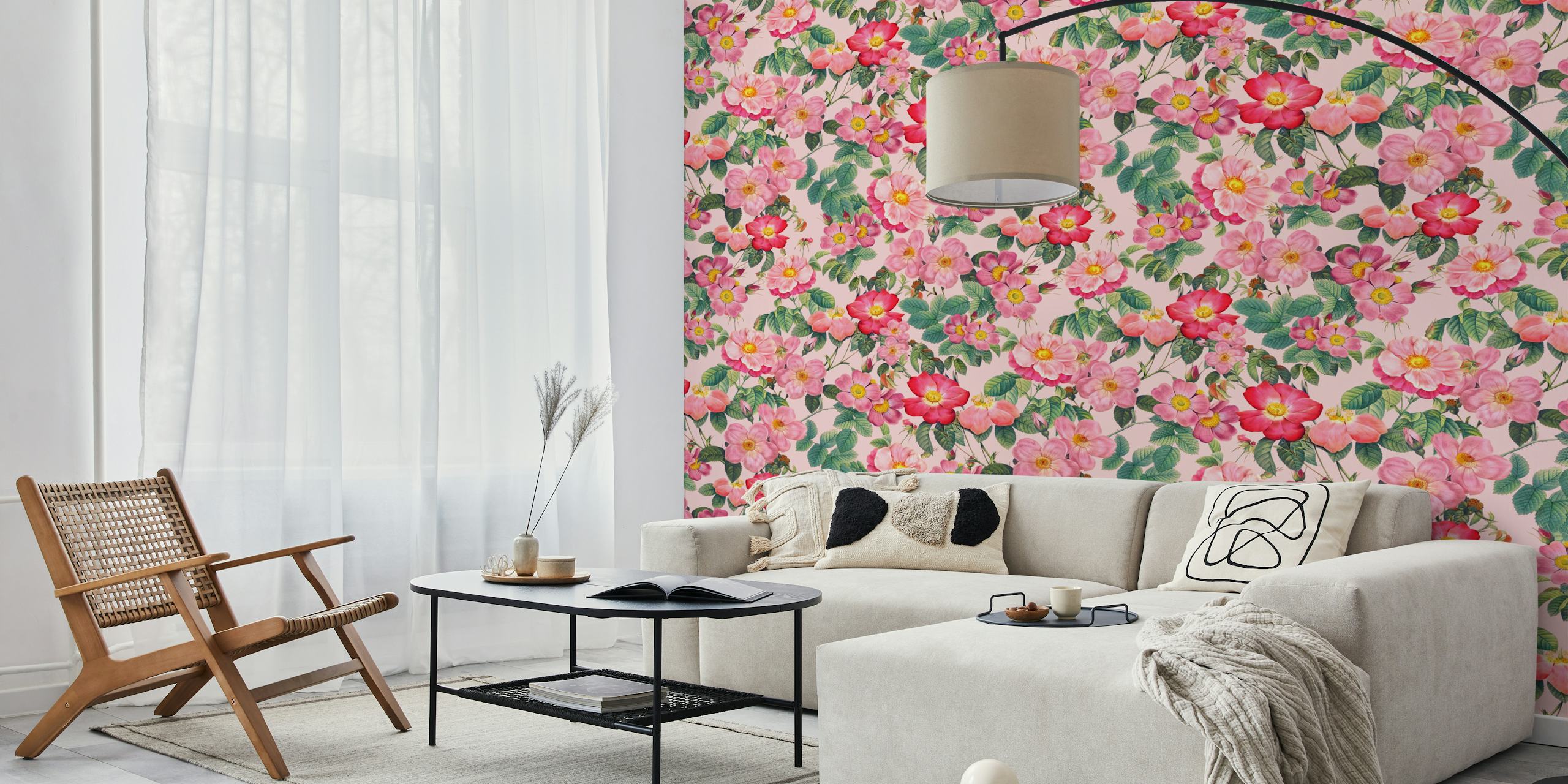 Rose Pink Garden IV wallpaper in a room