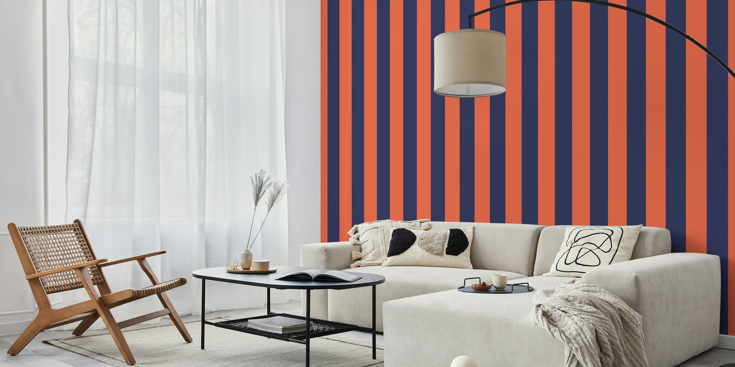 Red and navy striped pattern wallpaper