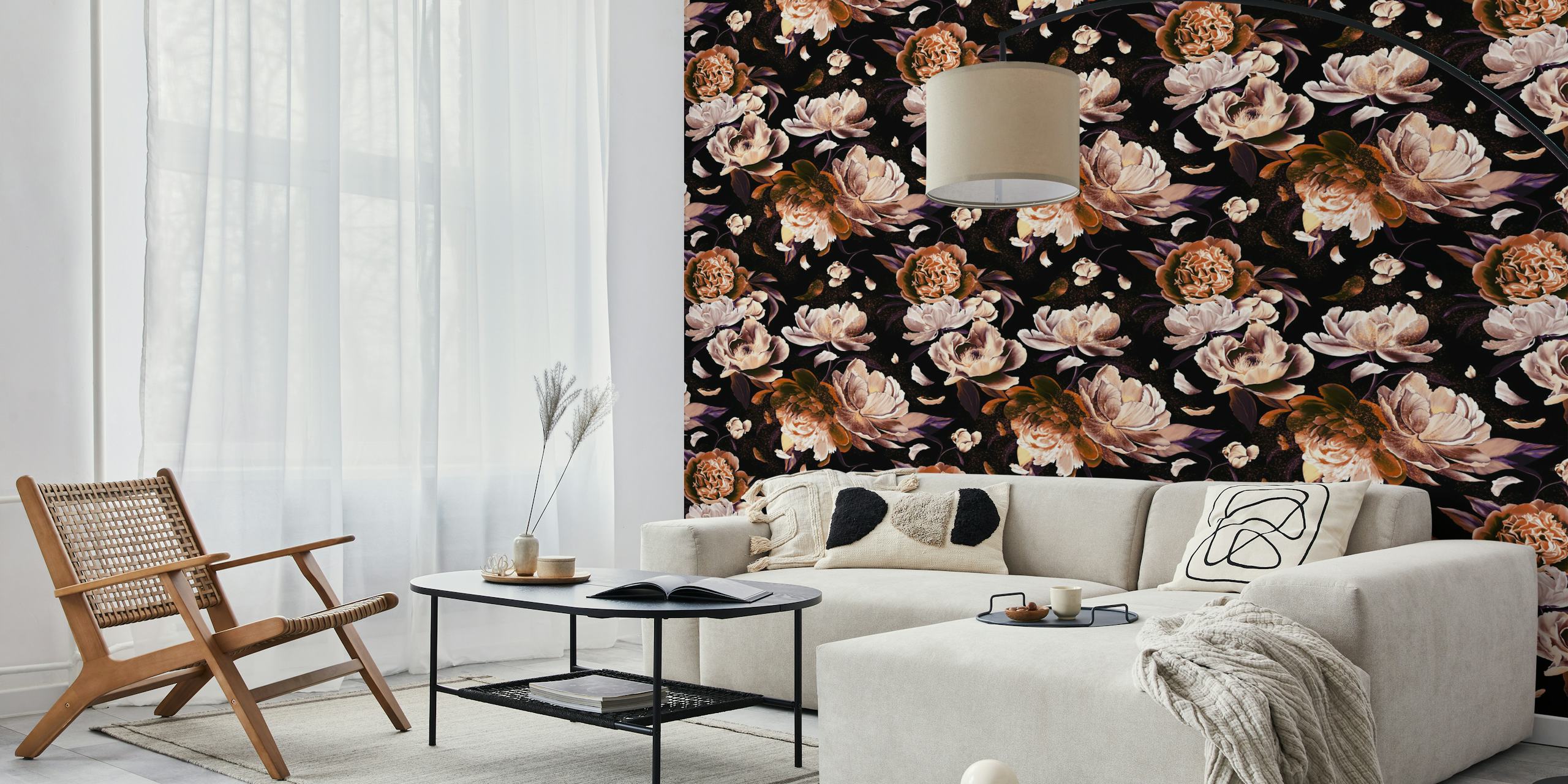 Whimsical Peonies Dark Orange Flowers v pokoji