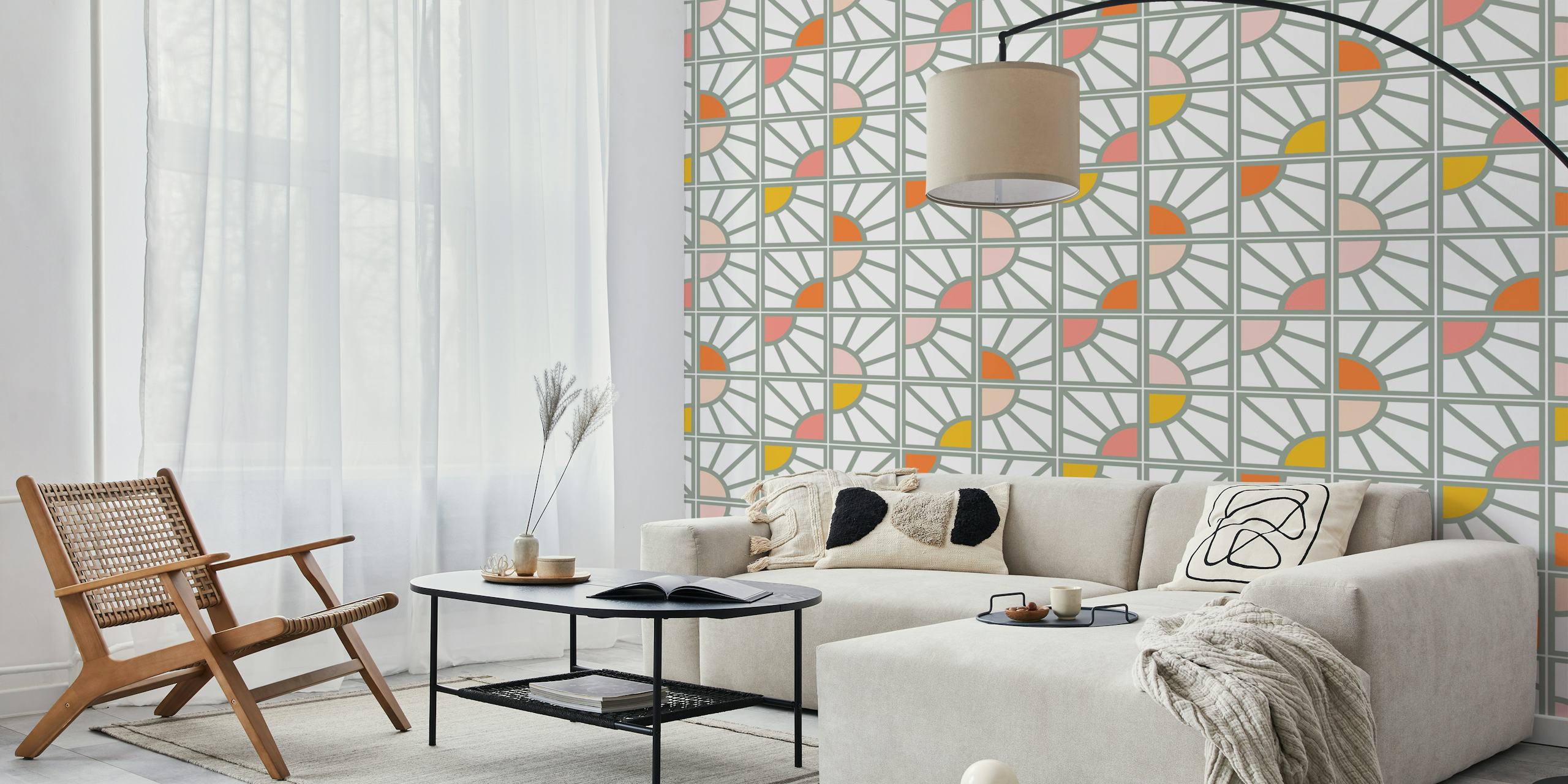 Šarena Sunburst Abstract tapeta u sobi