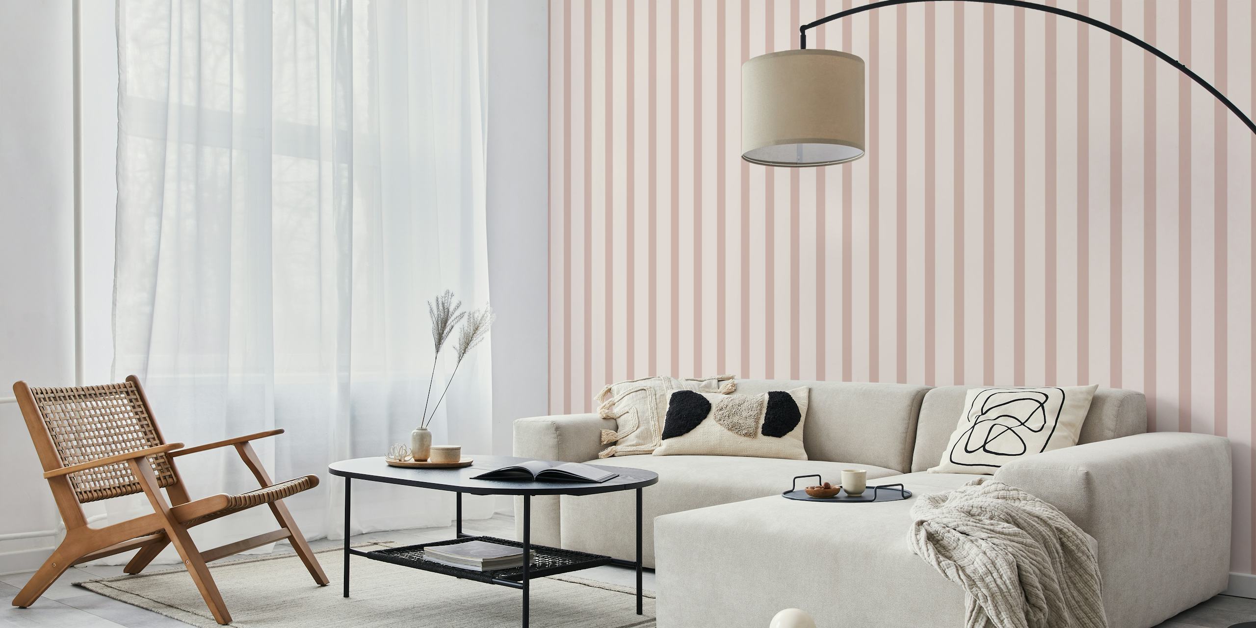 Minimal striped wallpaper design v místnosti